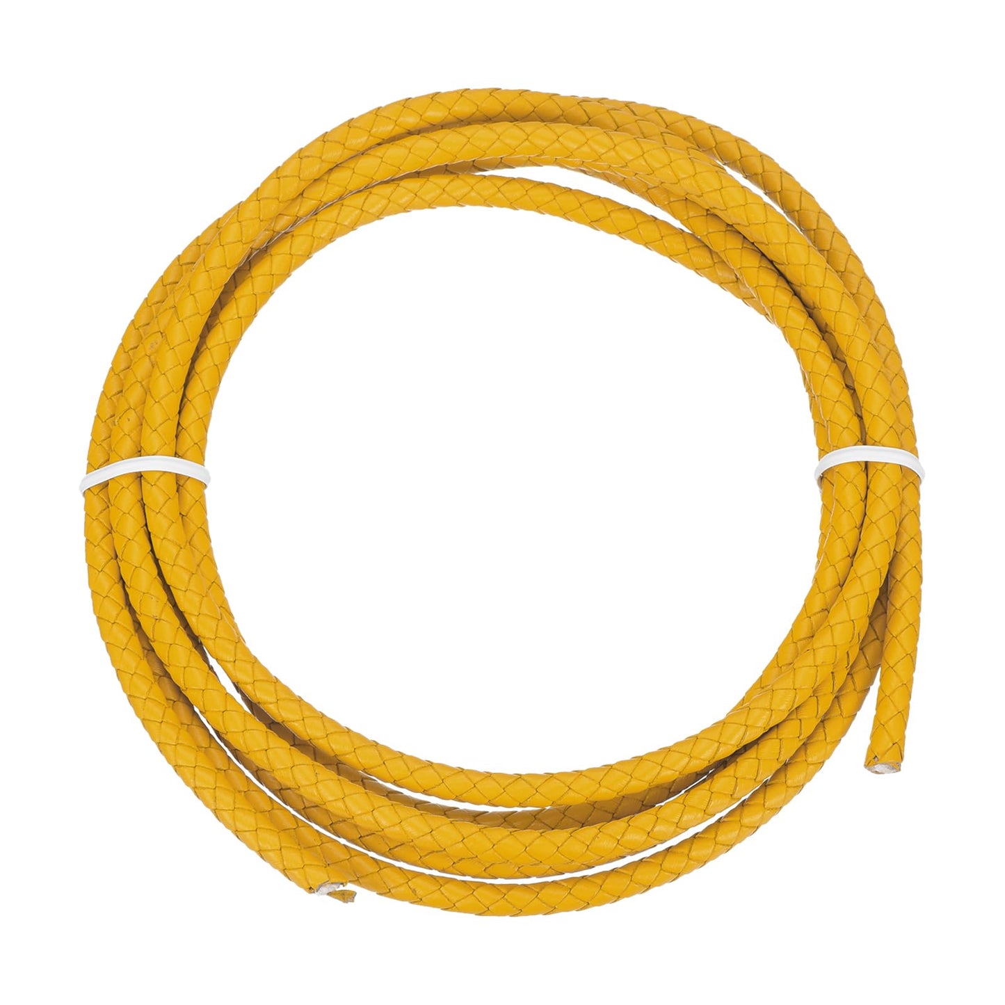 MECCANIXITY 1.1 Yards Bolo Tie Cord 6mm Diameter Round Braided Leather Strip 1 Meter Long for Bracelet Necklace Beading, Yellow WN420
