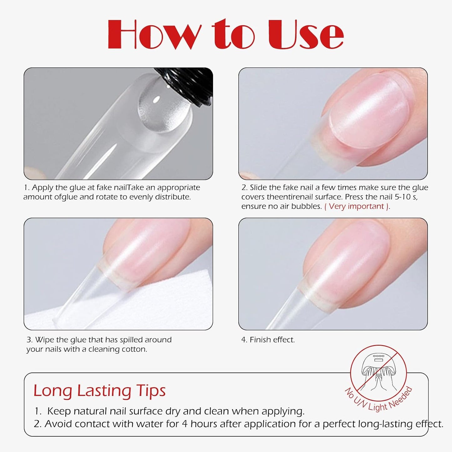 Semi-Solid Glue and Remover Kit with Stick for Press ons, No U/V Light Needed Quick Dry Fake Nail Tips Glue and Non-Acetone Remover with Precision Tips (10ml+10g) WN420