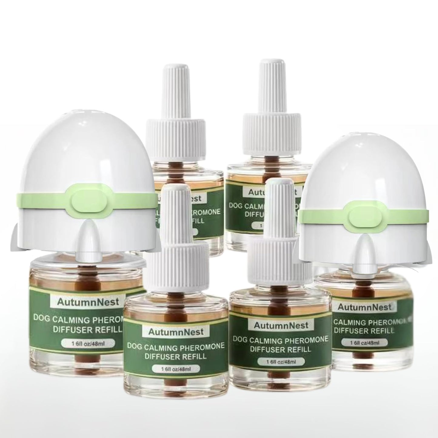 8-in-1 Dog Calming Pheromone Diffuser Kit – Pet Stress Support (2 Plug-Ins & 6x48ml Refills), Calming Diffuser for Dog During Thunderstorms, Travel, Separation, Fireworks & Vet Visits, 180-Day Supply WN420