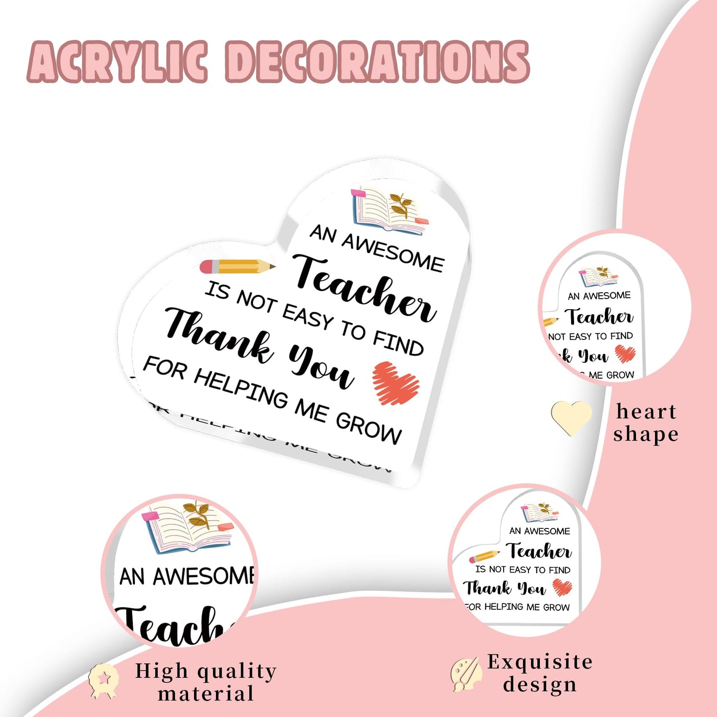 Teacher Appreciation Gifts End of Year Thank You Christmas Retirement Back to School Graduation Halloween Thanksgiving Teacher Gifts for Women Acrylic Plaque Decor with Sunflower for Teachers BST326L