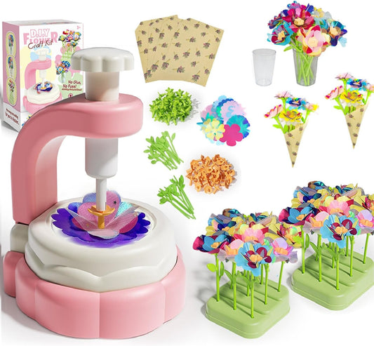 Abifny Flower Making Kit, DIY Craft Kits Toys for Kids Build Flower Bouquets Toys, Arts & Crafts Gifts for 4 5 6 7 8 Year Toddler Girl, Educational Activity Preschool Gifts