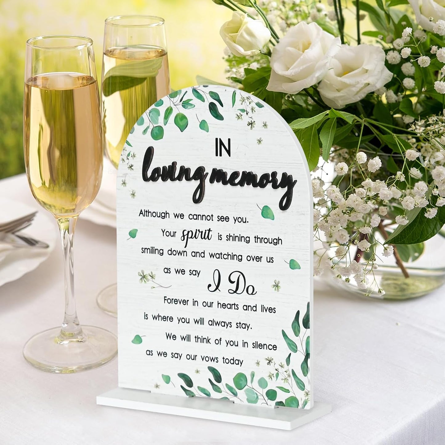 In Loving Memory Wedding Sign Rustic Wedding Memorial Sign Wooden Wedding Reception Signs for Wedding & Party Gift Ceremony Anniversaries-White WN420