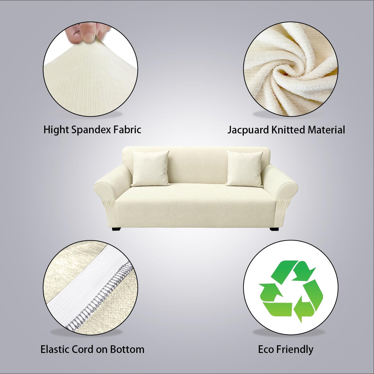 Sofa Slipcover with 2 Pillow Cover for 3 Cushion Couch, Non Slip Furniture Protector with Elastic Bottom, Washable Sofa Cover for Kids, Pets (Sofa, Navy) BST326H