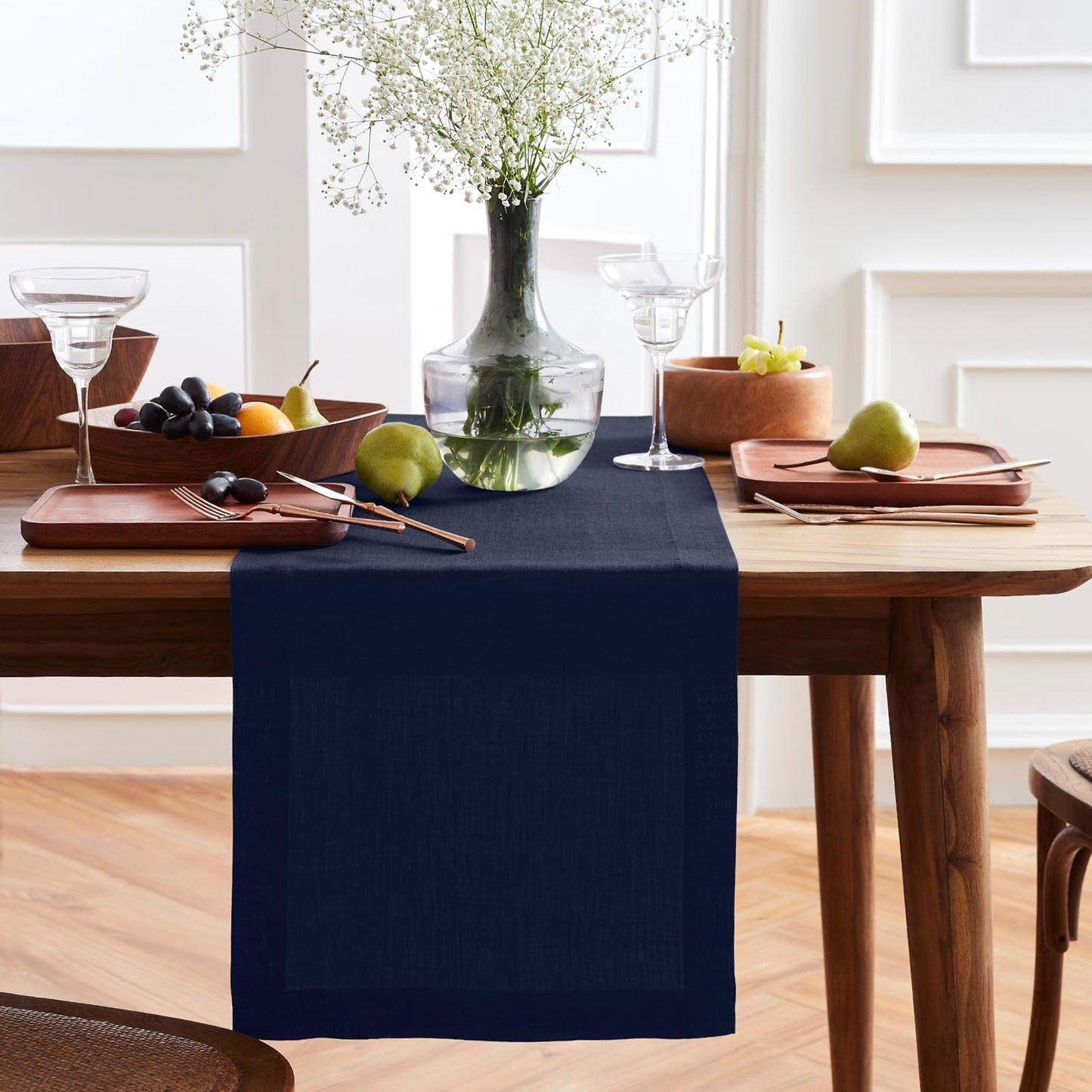 Solino Home 100% Pure Linen Dining Table Runner Cordovan, Sonoma 14 x 48 in | Table Runners for coffee tables, entryway tables and layered dresser styling | prewashed, relaxed drape | OEKO-TEX Certified BST326SOLH