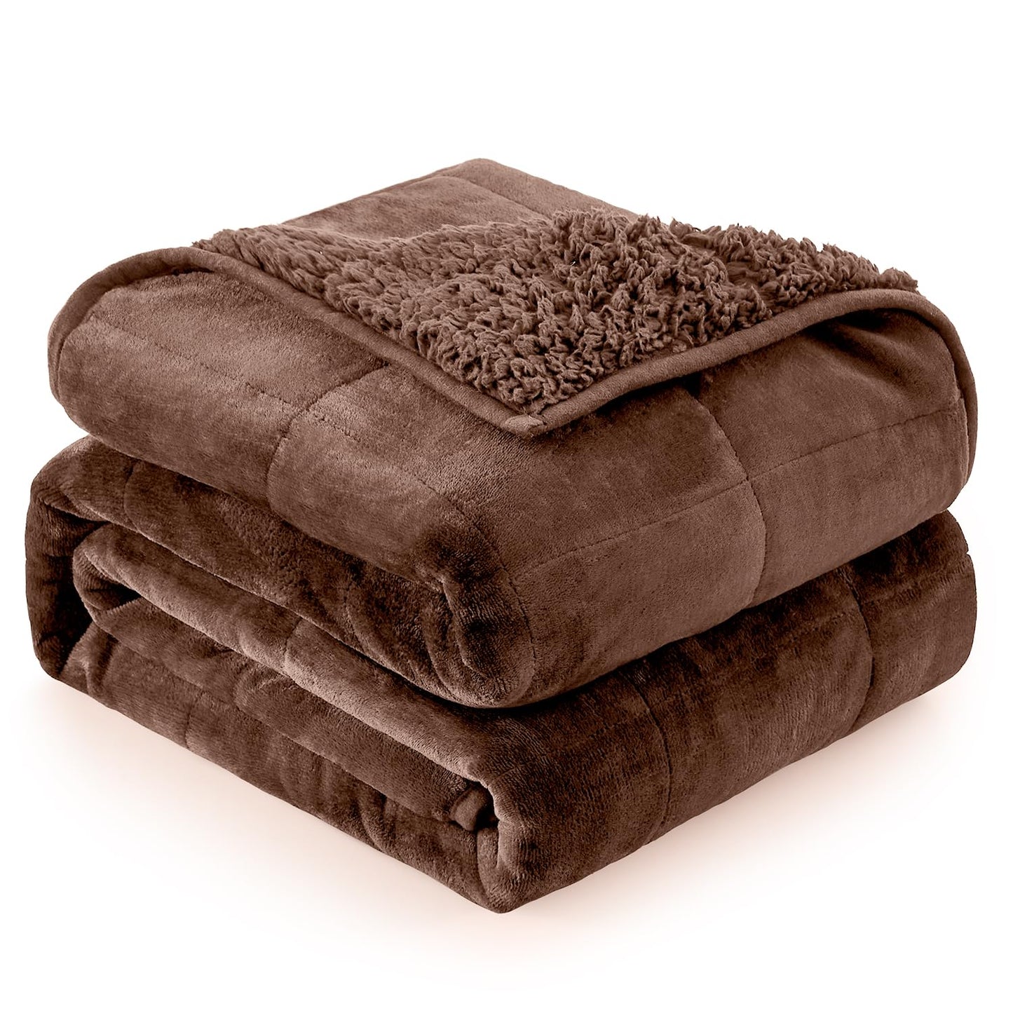 Cottonblue Sherpa Fleece Weighted Blanket for Adults 15 lbs 48x72in Soft | Cozy Flannel Weighted Throw Blankets Full Size for Calming Sleeping Relaxing, Warm Fuzzy Bed Sofa Heavy Blanket Washable,Grey BST202