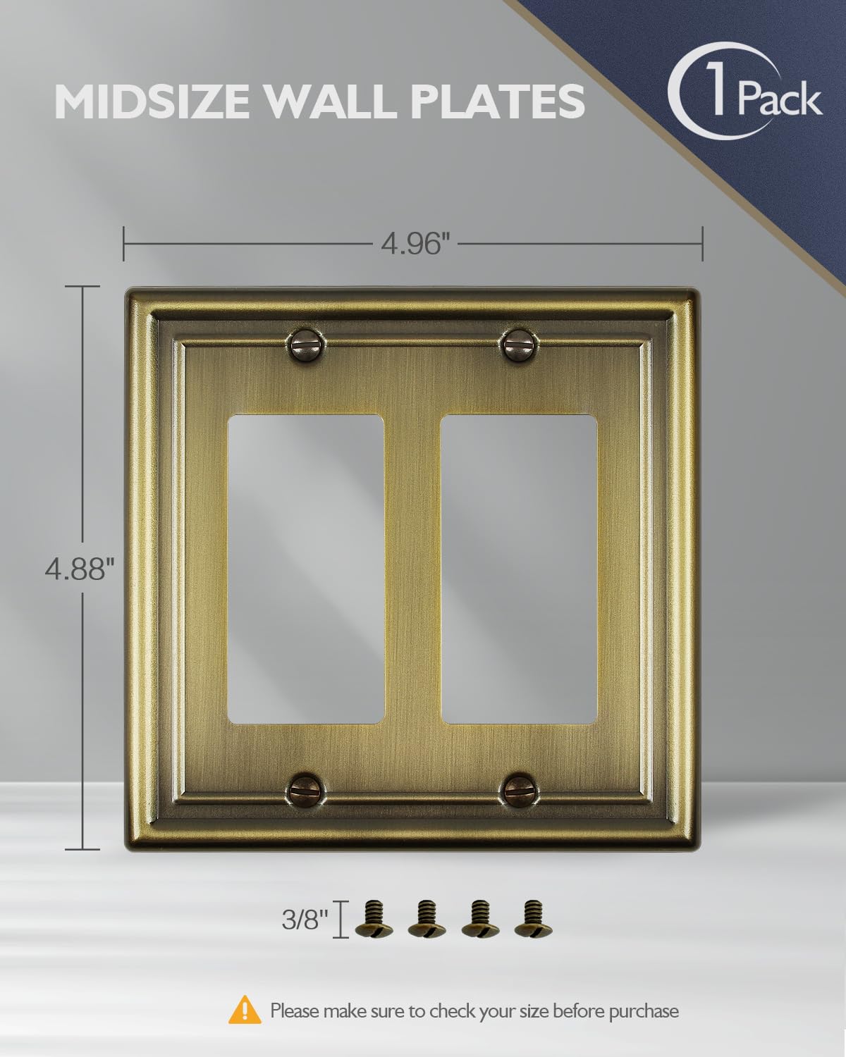 Decorative Metal Wall Plates, Switch Plates Outlet Covers (Off White/1 Decorator 4 Pack) WN420