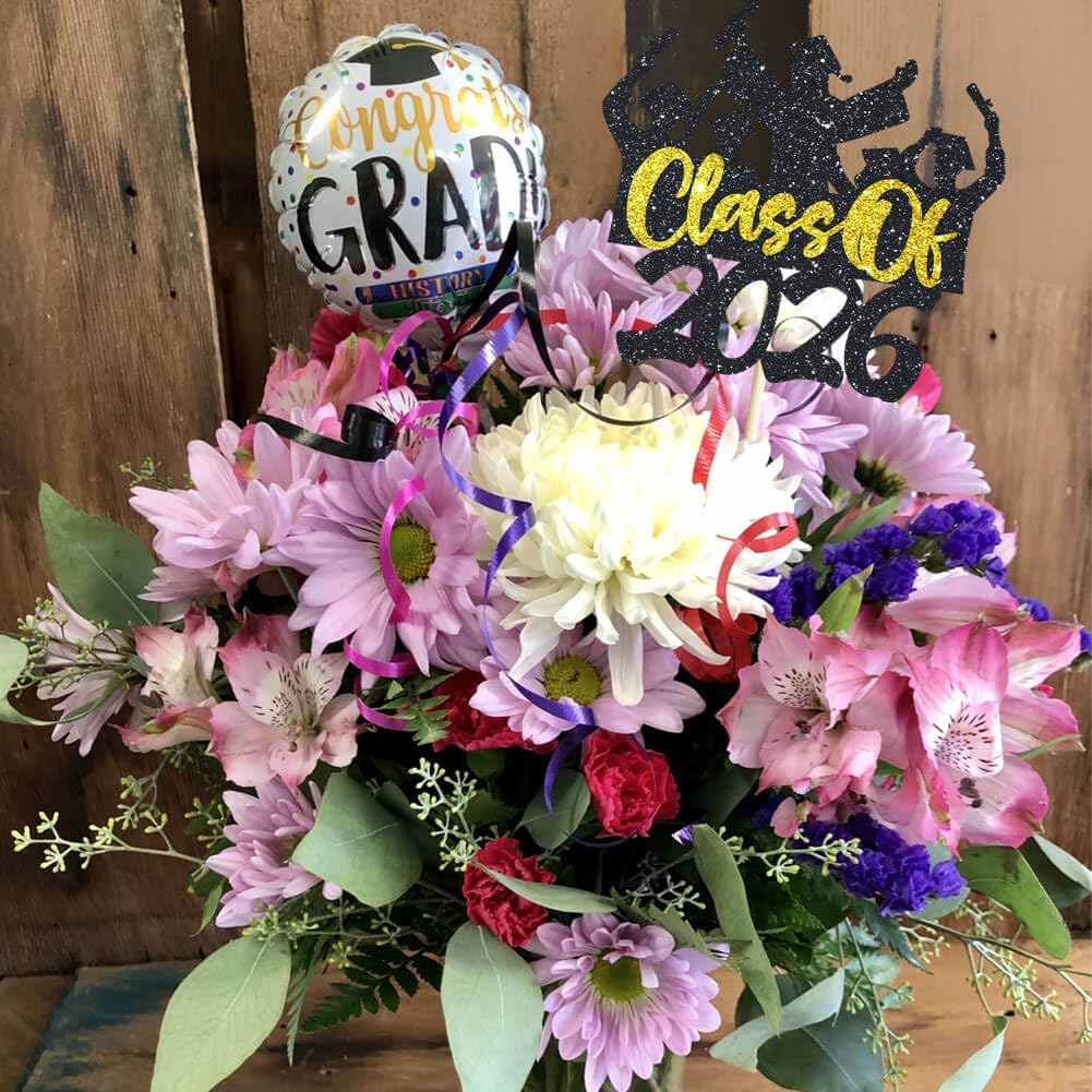 2026 Graduation Cake Topper Gold Glitter Class of 2026 Cake Topper Congrats Grad Party Cake Decor for Senior High School 2026 Graduation Party Cake Supplies Decorations BST202