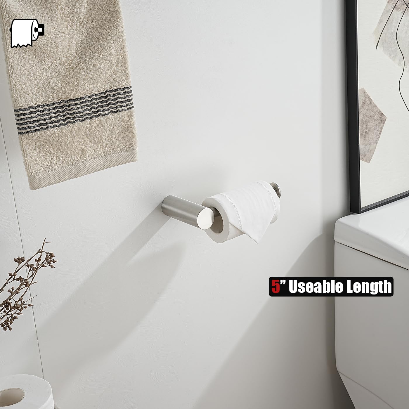 JQK Chrome Toilet Paper Holder, 5 Inch 304 Stainless Steel Thick 8mm Tissue Paper Dispenser for Bathroom, Hold Mega Rolls, Polished Chrome Wall Mount, TPH600-CH BST220