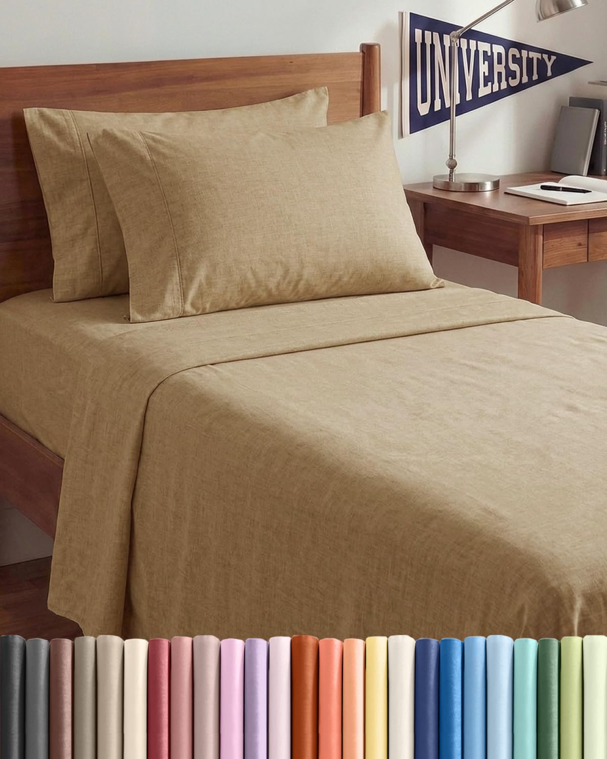 Split King 7 Piece Sheet Set - Comfy Breathable & Cooling - Soft Hotel Luxury Bedding Set with 8-16 Inch Deep Pockets - 1 Flat & 2 Fitted Sheet & 4 Pillowcases - Wrinkle Free & Easy Care - Steel Blue DD1210