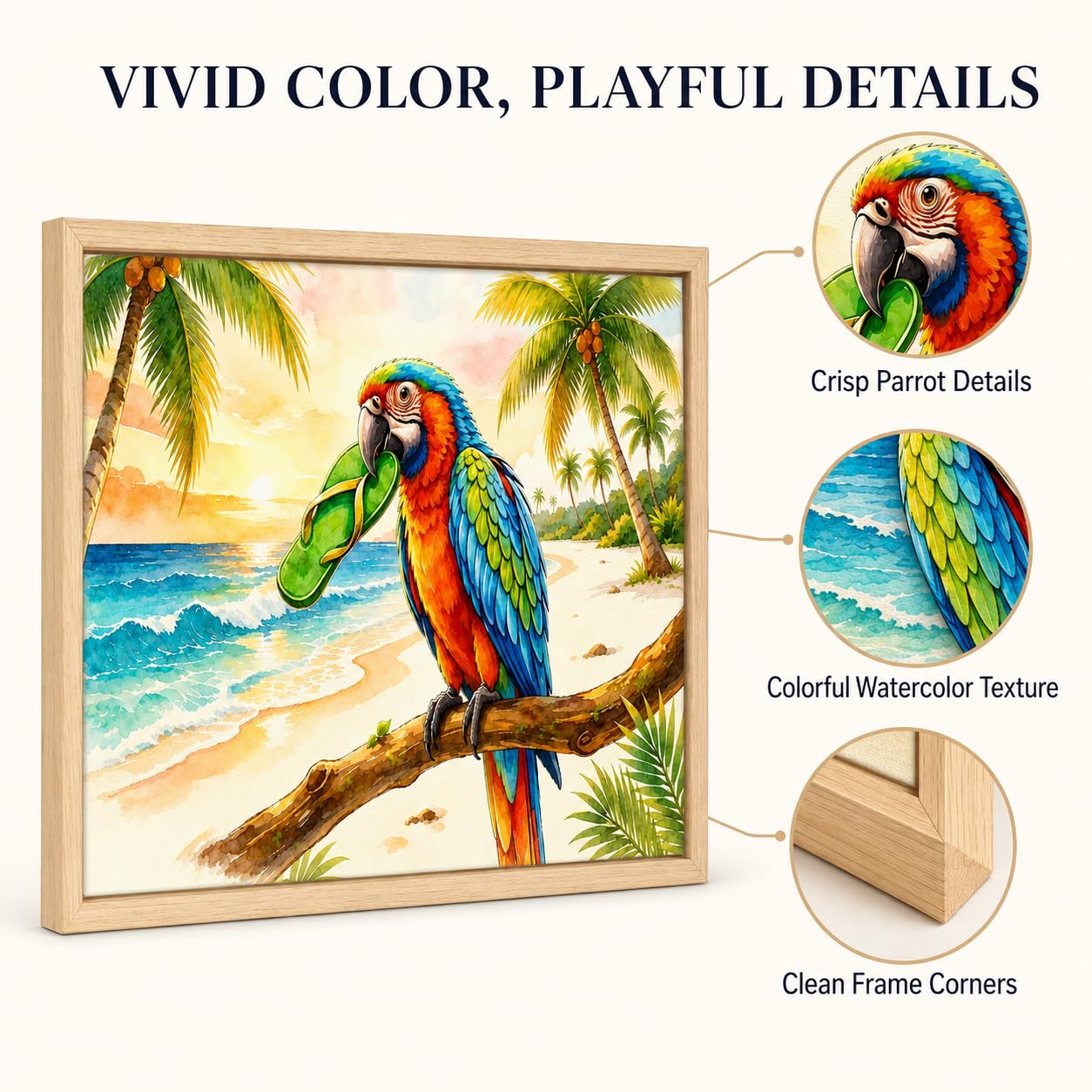 Framed Funny Parrot Bathroom Wall Art Cute Cockatiel Whimsical Canvas Print | Cute Bird Painting Natural Wood Frame Whimsical Animal Picture Playful Wall Decor for Bathroom Kids Room Nursery12x16Inche BST326H