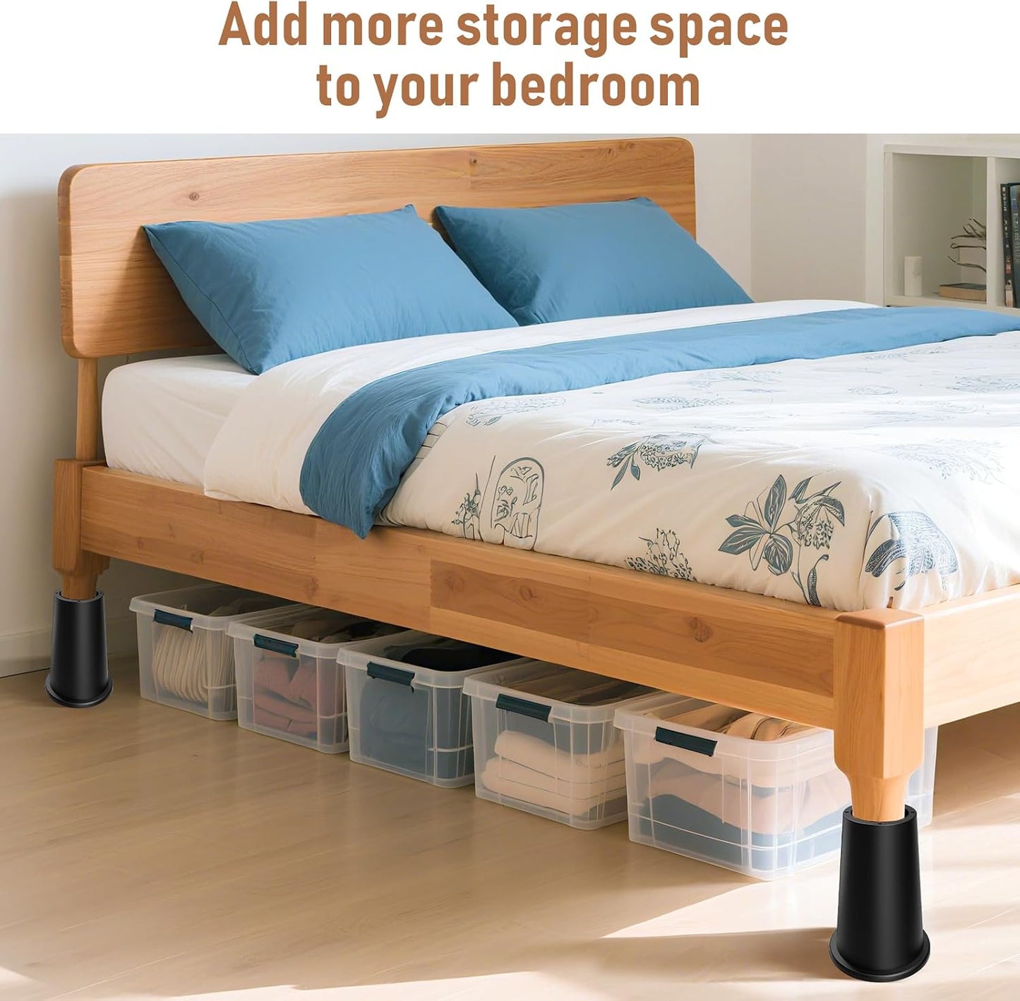 MYMULIKE Bed Rise, Heavy Duty for Chair Risers Round Bed Risers Outdoor Furniture Rise, Under Bed Storage & Dorm Room Essential, Support Up Furniture Height Adjustment 6-Pack 8 inch BST202
