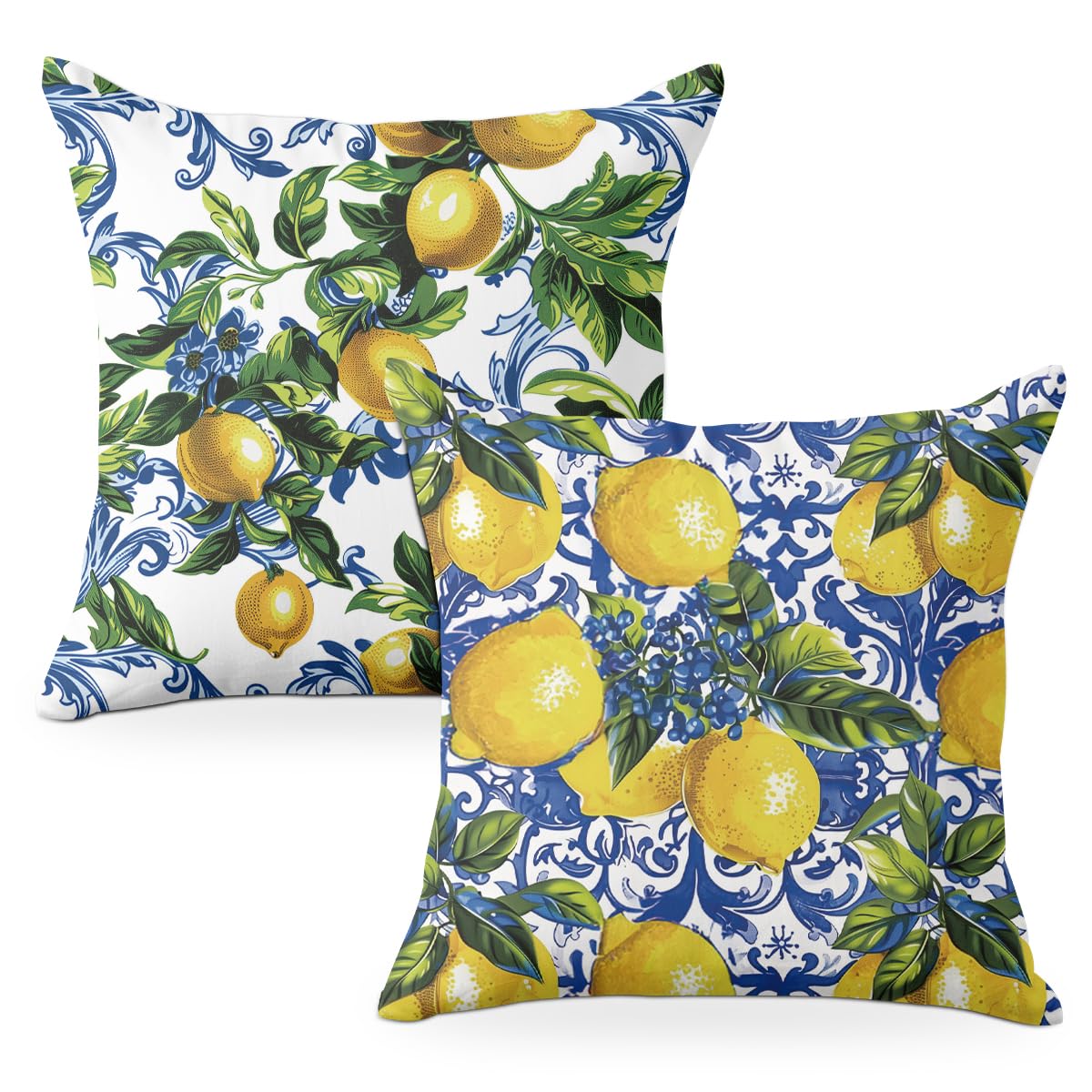 4 PCs Lemon Decor Pillow Covers 18x18, Italian Gifts Throw Pillow Covers | Italy Lemon Pillow Cases Decorative Pillow Protectors Living Room Bedroom Office Home Decor for Cushion Car Bed BST202