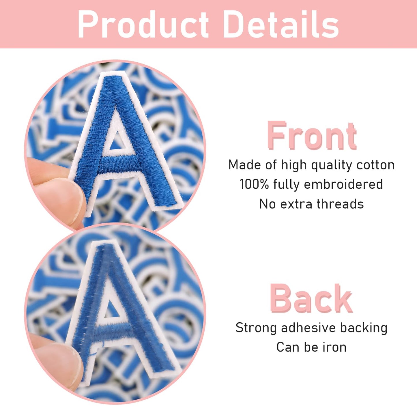 72Pcs Iron on Number and Letter Patches, Numbers 0-9, Letters A-Z Embroidered Applique Patches for Clothes, Skirts, Hats, Socks - Black BST220