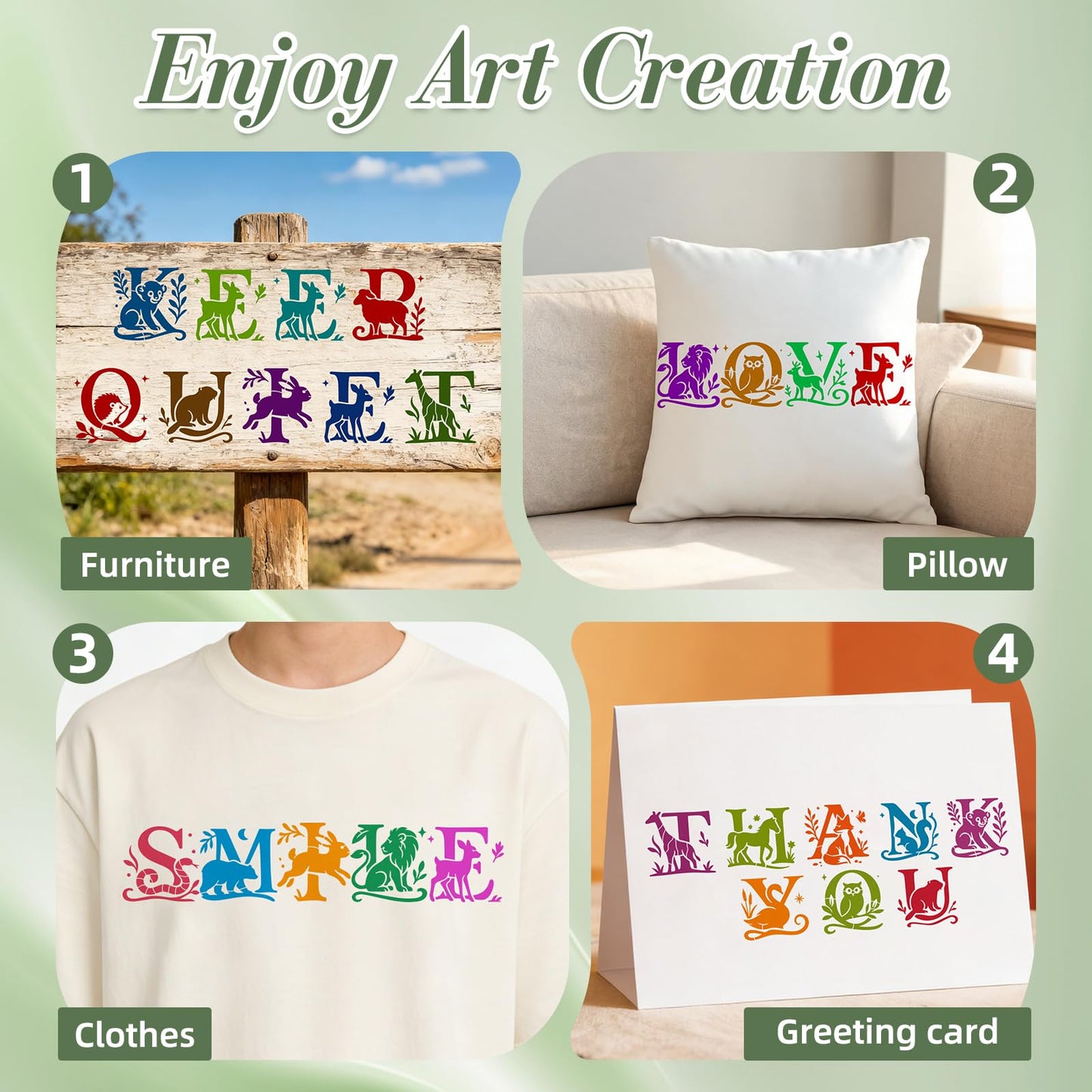 Letter Stencils for Crafts Reusable 42Pcs Number Stencils(5 Inch Font) | DIY Art Painting Stencil Furniture Decor Kit for Wood Embroidery Wall Silk Screen Journaling BST202