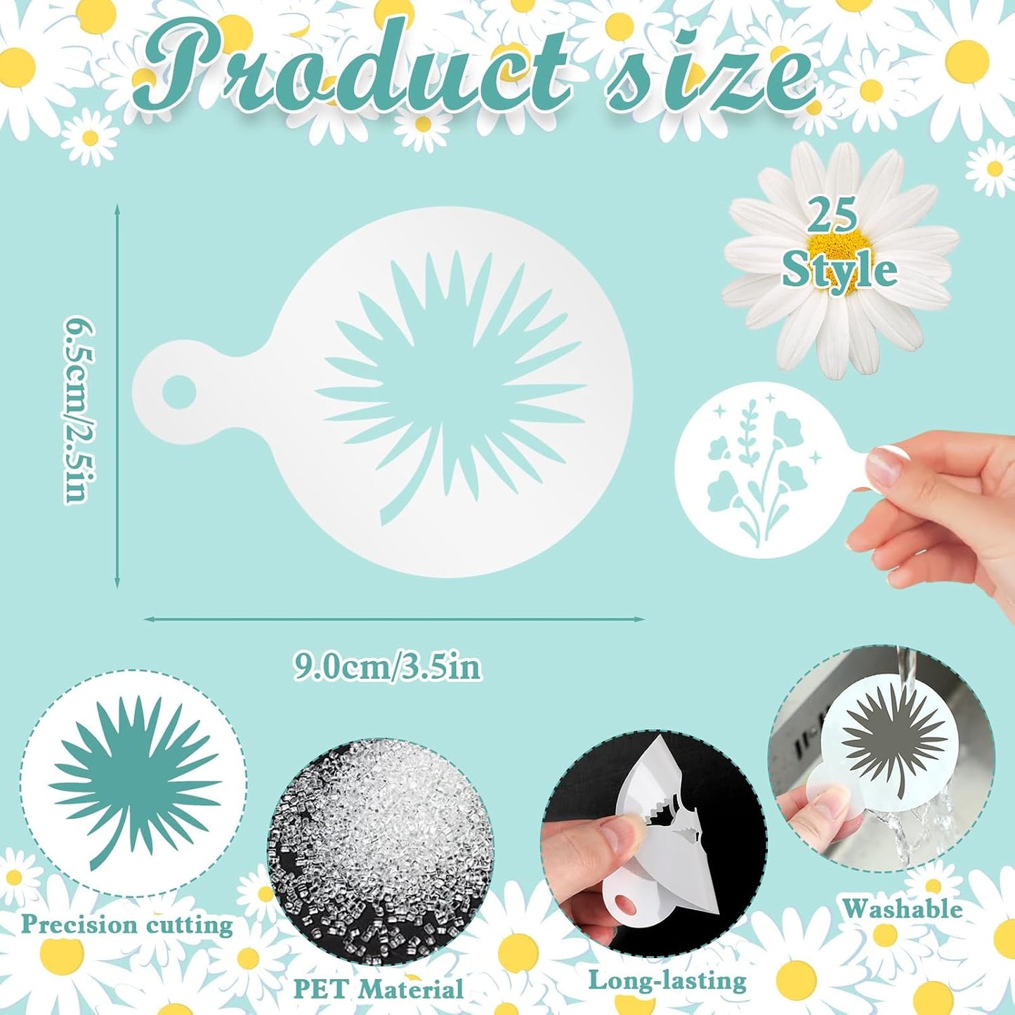Konsait 20 Pack DIY Coffee Stencils Latte Art Templates for Decorations Reusable Cake Cookie Stencils,Includes Designs for Painting Butterfy, Flowers, Bunny, Bird,Perfect for Party Supplies BST326L