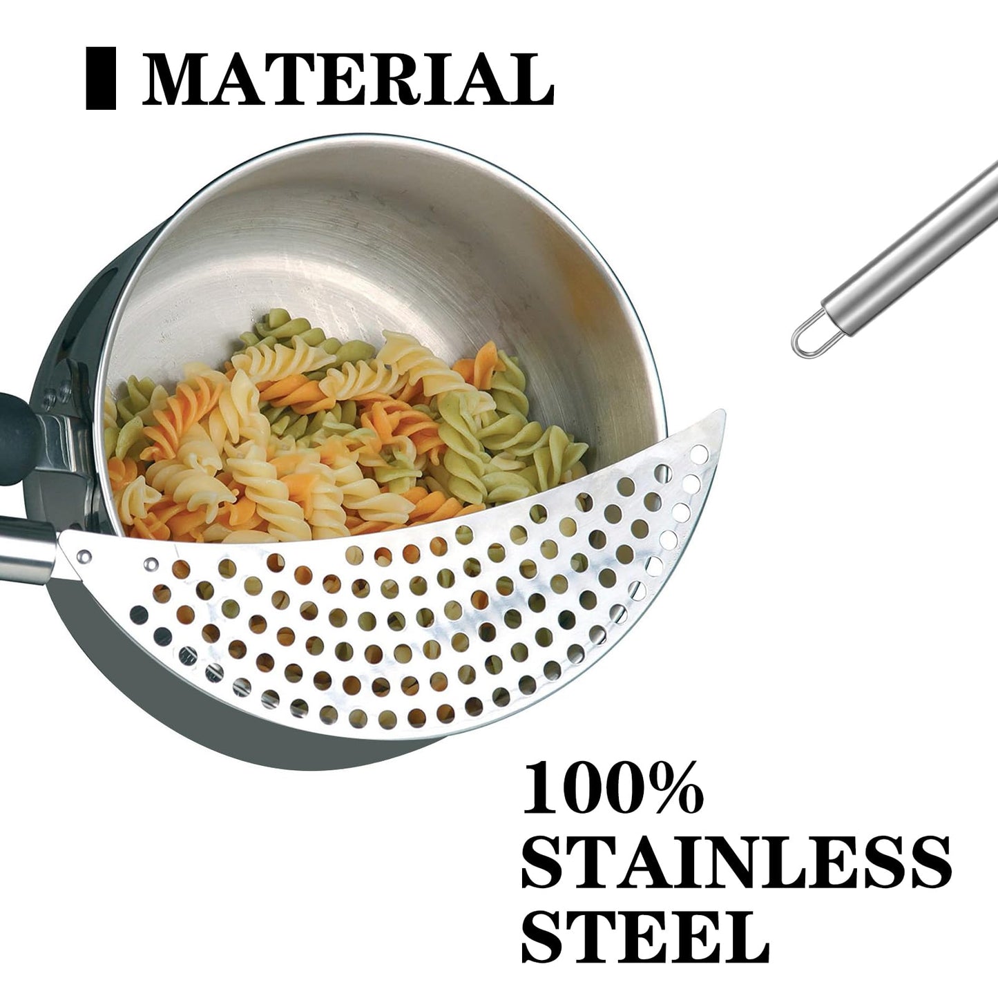Stainless Steel Held Pot Strainer, Pasta Strainer with handle RD3