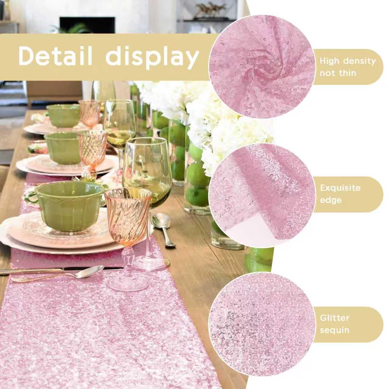 10 Packs 12 x 72 inches Sequin Table Runner, Orange Glitter Table Runner for Birthday Party Supplies Wedding Engagement Baby Shower Holiday Celebration Event Decorations WN420
