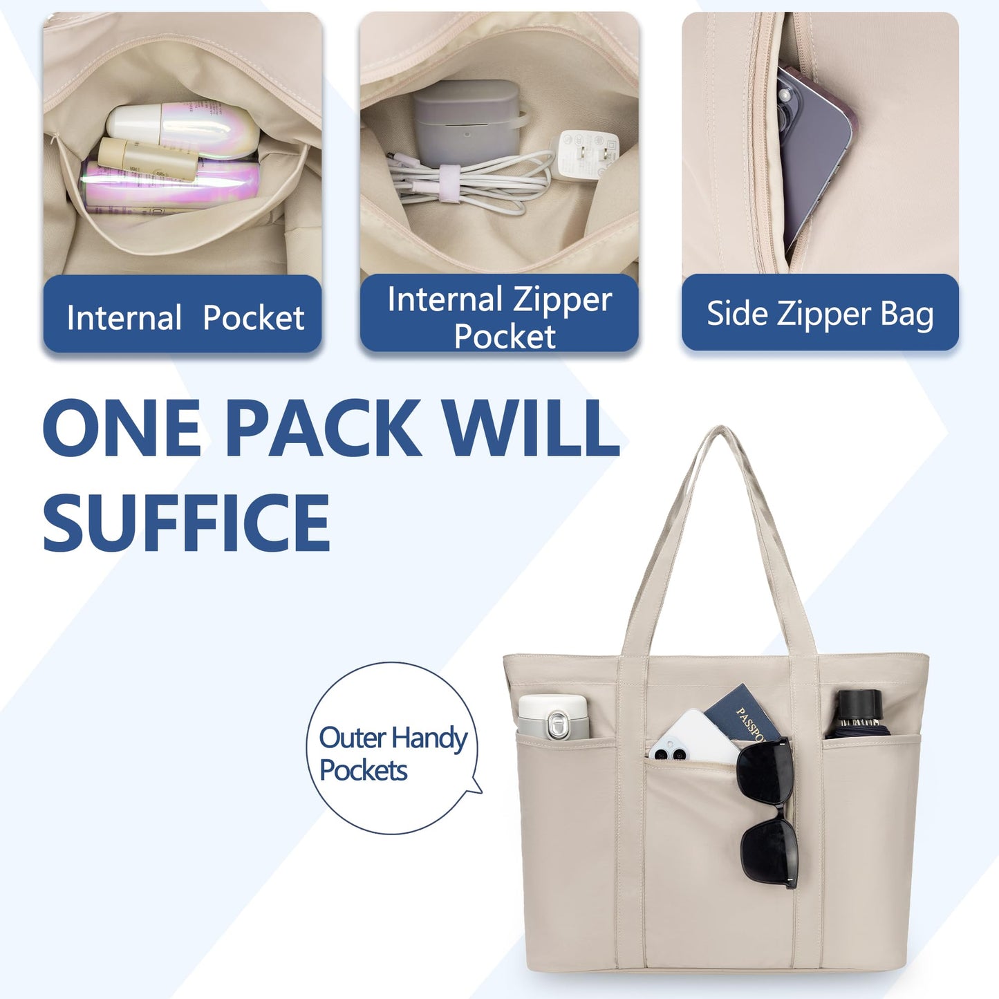 Tote Bag for Women,Large Handbag with Laptop Compartment, Shoulder Bag for Travel, Tote Bags for Work and Everyday WN420