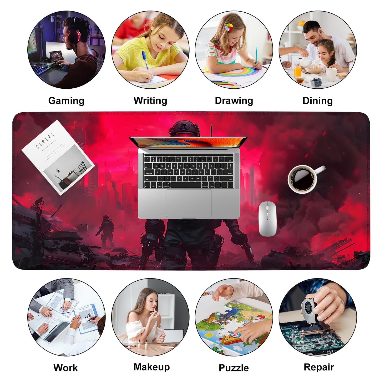 Mouse Pad Gaming Mousepad 31.5 x 11.8in Large Mouse Pad for Keyboard and Mouse with Anti-Slip Rubber Base, Keyboard Pad XL Mouse Mat for Home and Office,Snowy Forest WN420