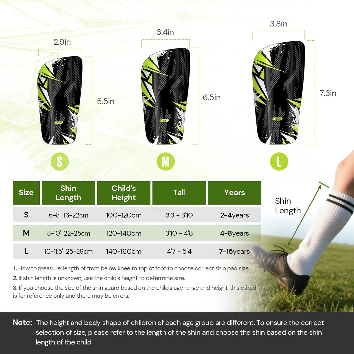 Soccer Shin Guards for Youth Kids Toddler - Soccer Shin Pads for Teens & Men, Protective Football Gear for 3-16 Years Boys Girls & Adult, World Cup Lightweight Soccer Equipment WN420