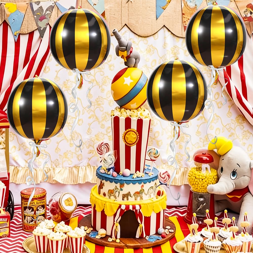 Carnival Theme Balloon 22inch Foil Red and White Balloons Circus Theme Party Decorations Carnival Candy Cane Balloons Striped Balloon Circus Decorations, 8pcs Decor for Birthday Party BST202