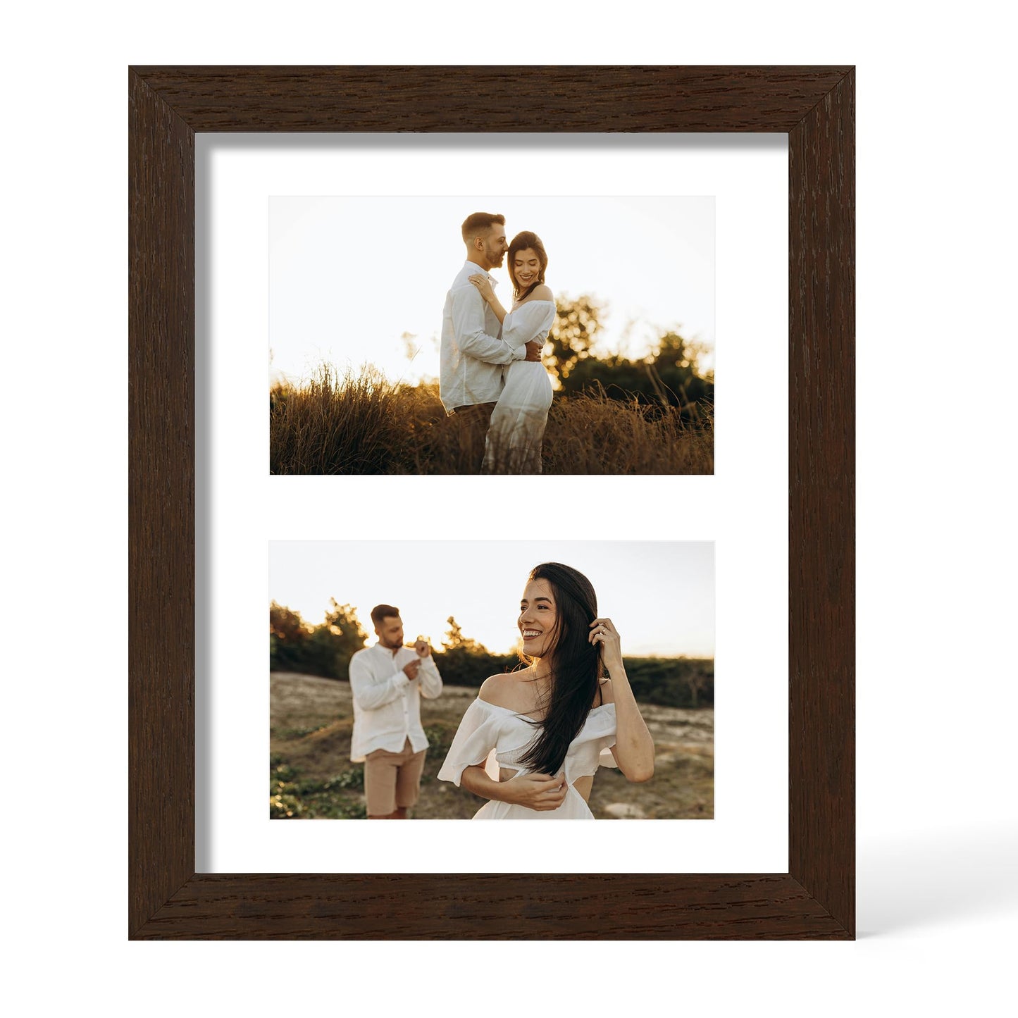 YESKAY 12x16 Picture Frame - 12 x 16 Photo Frame Made of Solid Oak Wood and Real Glass,Display Picture 4 Opening 5x7 with Mat or 12x16 Without Mat for Wall Mounting(Color Walnut) BST326H