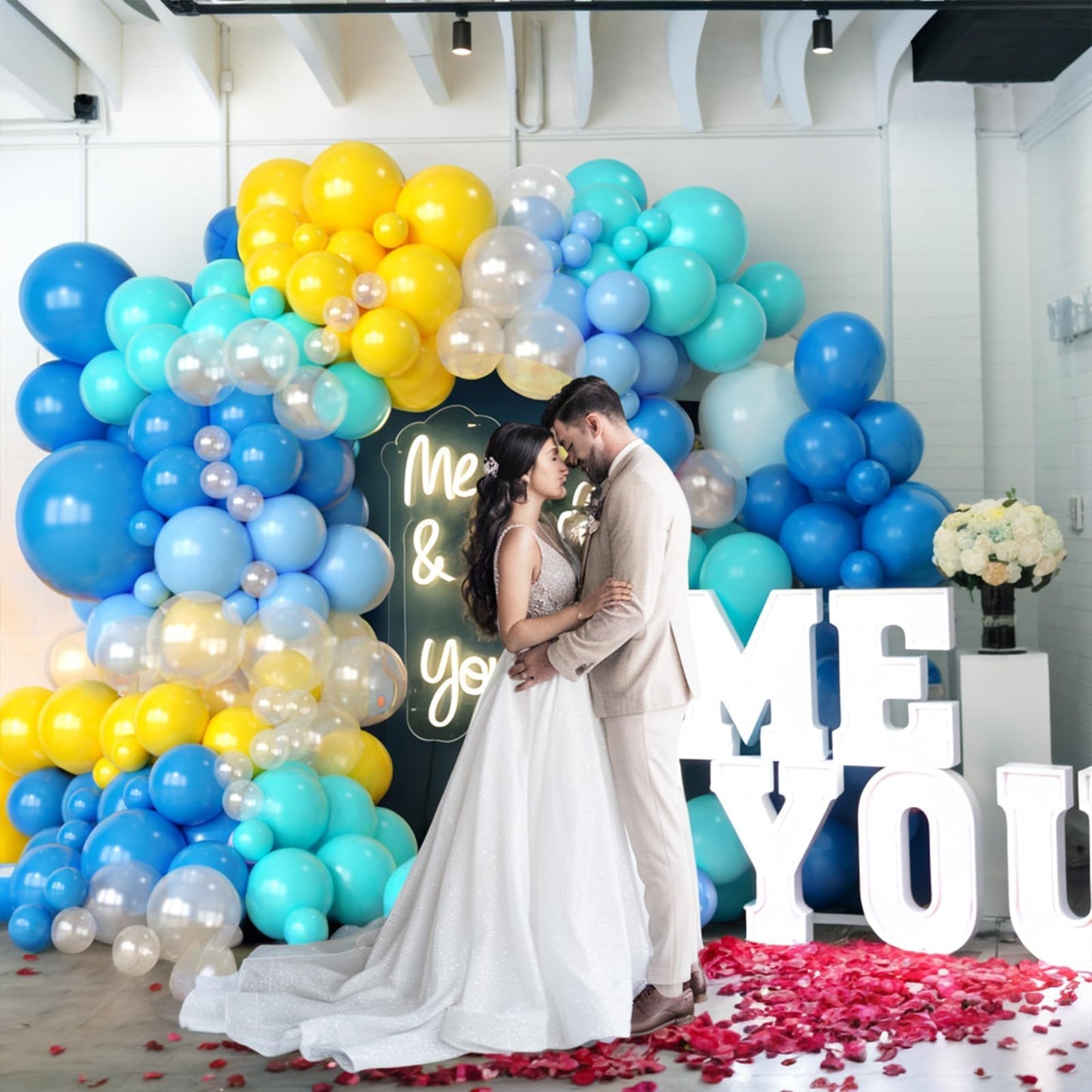 Dusty Green Blue Balloon Arch Kit, Fog Green Dusty Water Blue Beige Ivory Latex Balloons Garland Kit for Women Men Neutral Birthday Wedding Baby Bridal Shower Jungle Safari Party Decorations WN420