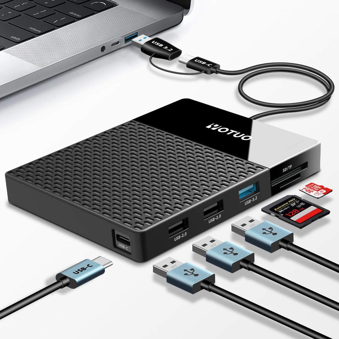 YOTUO 1TB External Hard Drive, USB C Multiport Hub HDD 7-in-1 RD12