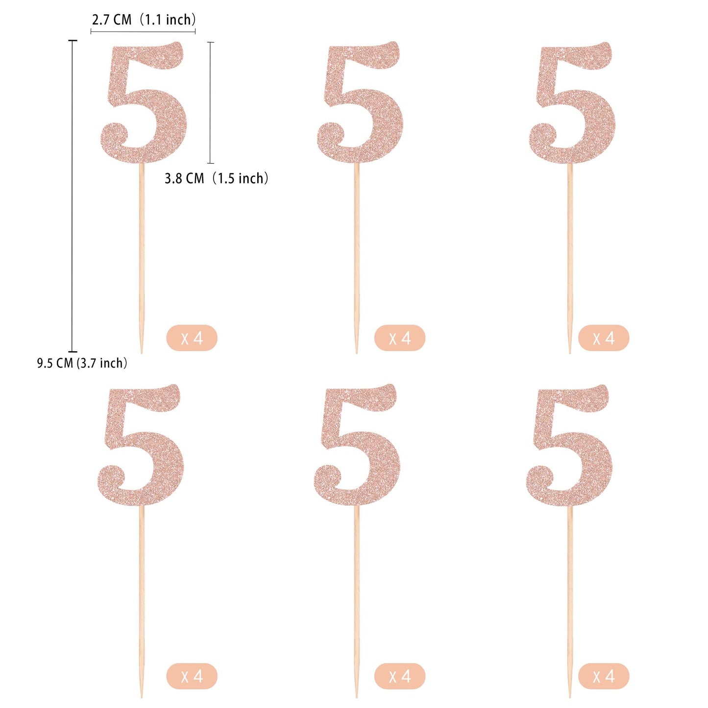 Gexolenu 24 PCS Rose Gold Double-sided 3rd Birthday Cupcake Toppers, Glitter Age THREE Cake Picks Decor, Third Happy Birthday Party Decorations Baby Shower Anniversary Party Supplies BST220