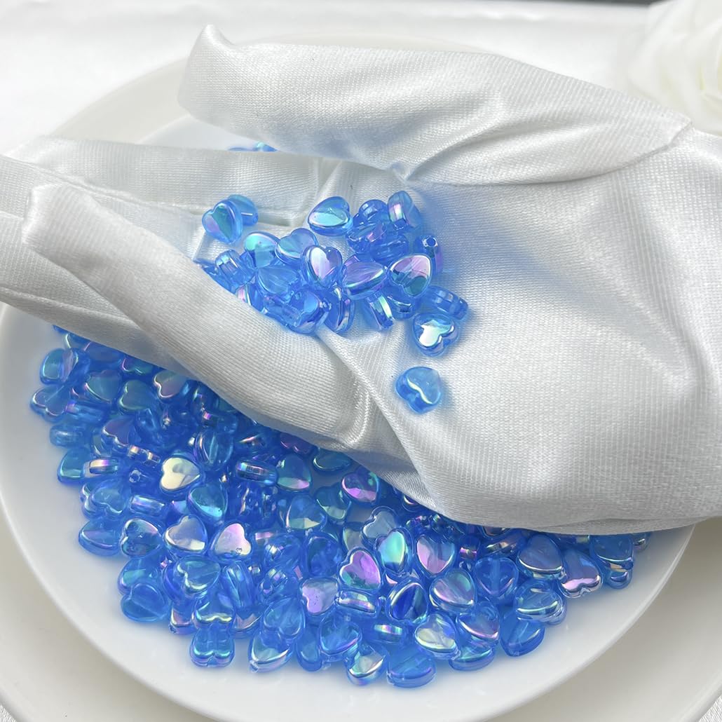 500Pcs Acrylic Heart Beads, AB Colors Heart Shape Beads Crystal Heart Beads for Jewelry Making DIY Bracelet Earring Necklace Key Chains(90-Light Lake Blue AB) BST220