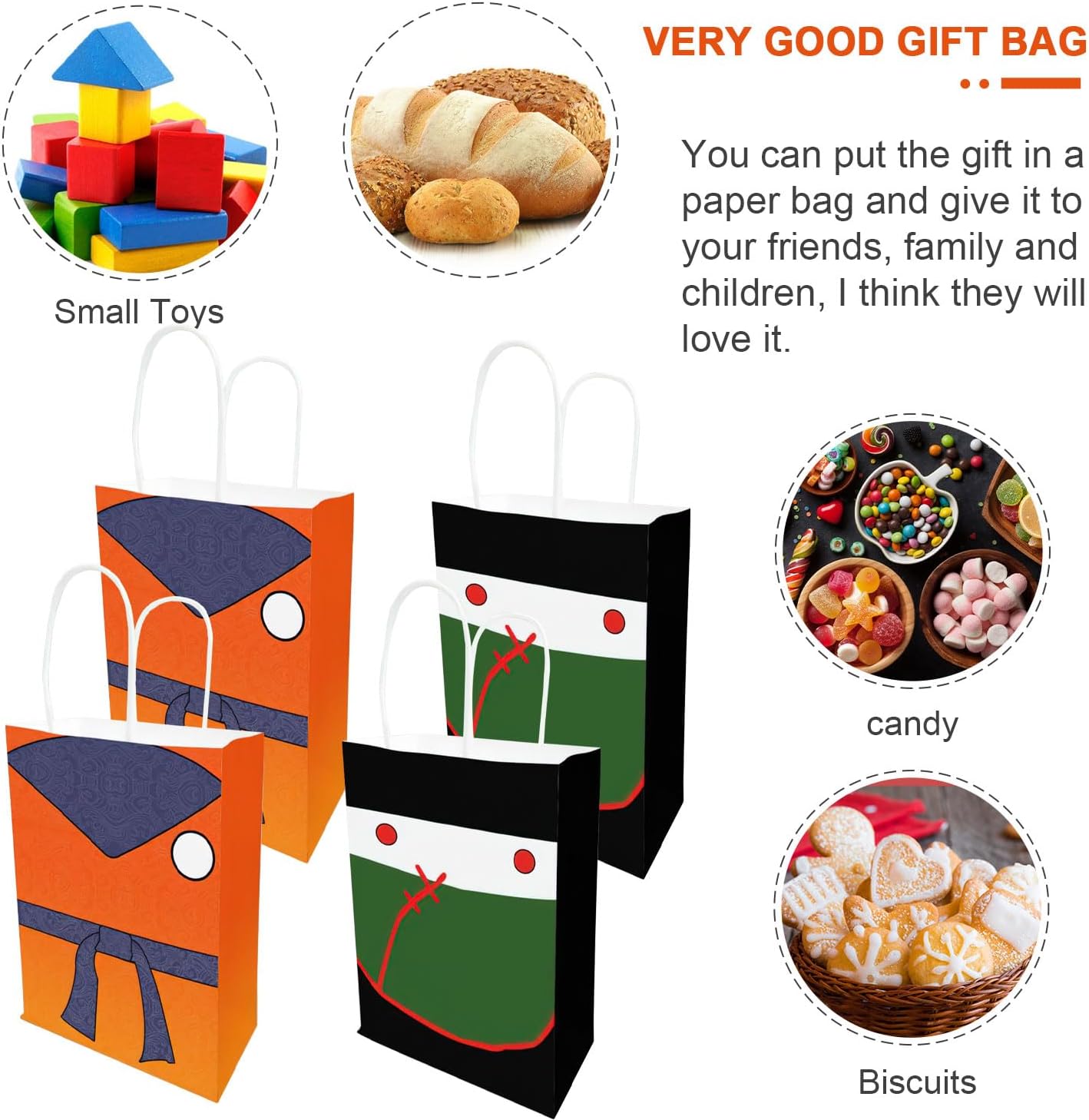 Lessflow Cartoon Dragon Party Paper Gift Bags With Handles, 2 Styles Favor Bags for Birthday Decorations, Goody Candy Bags for Kids Party Supplies BST326H