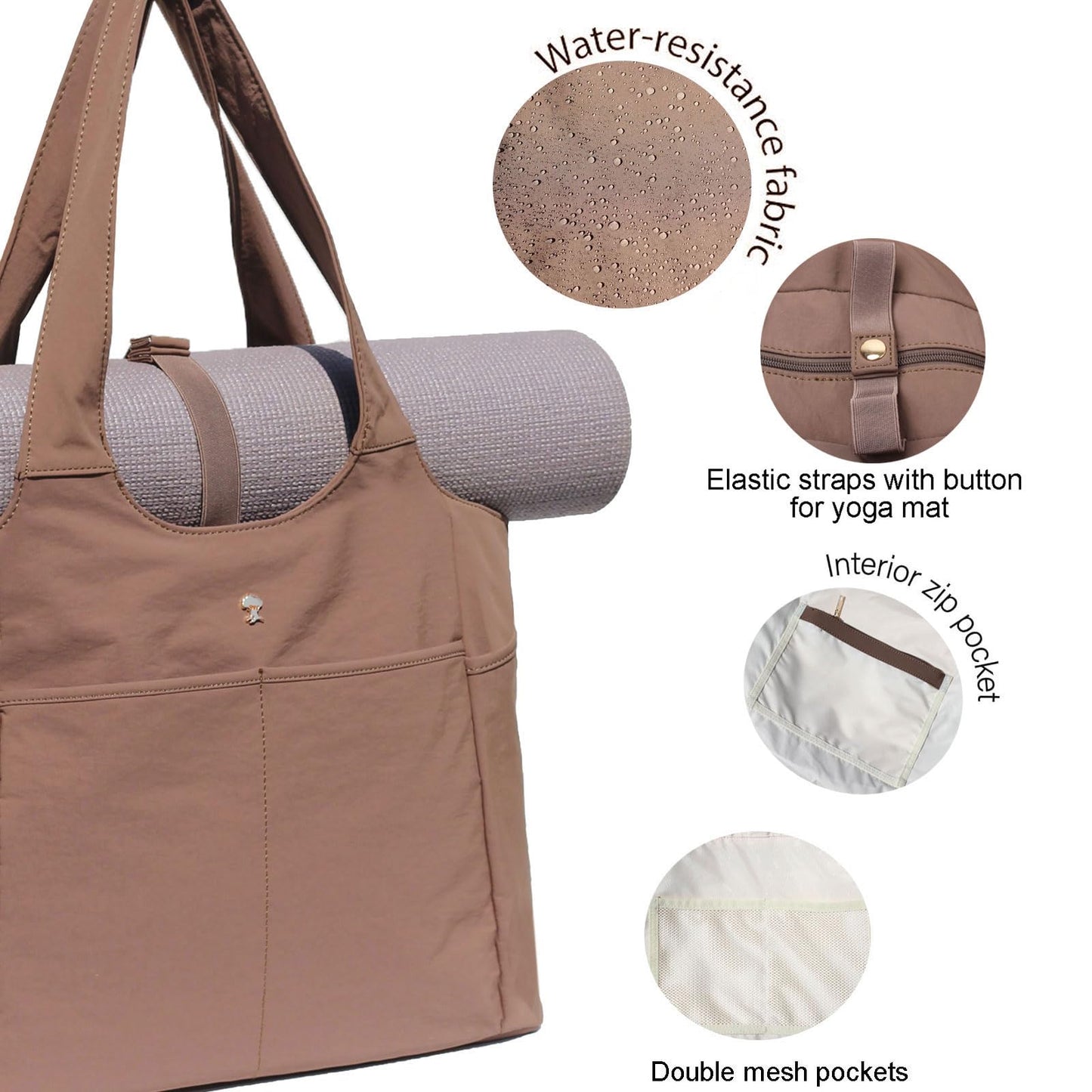 ESVAN Yoga Tote Bag Mat bag Women Shoulder Bags Carryall Tote for Travel Office Workout Gym Nurse Beach BST326H