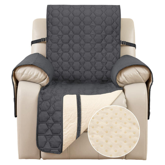 Waterproof Recliner Chair Cover - Non-Slip Recliner Sofa Slipcover Furniture Protector, Washable Couch Cover for Dog and Kids, Dark Gray, 23 Inch BST220