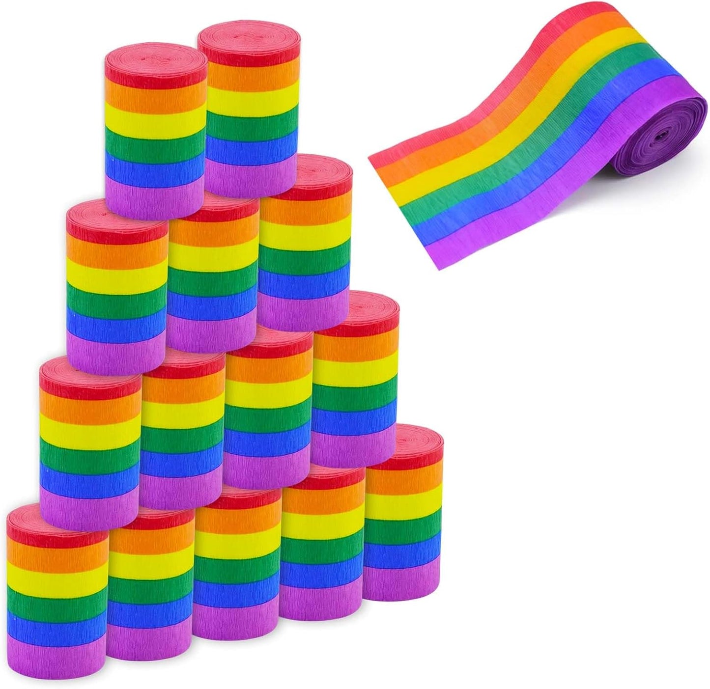 14 Rolls Rainbow Crepe Paper Streamers 459.2 ft Colorful Crepe Rolls Rainbow Party Streamers Crepe Paper for Pride Day Gay LGBT Birthday Bridal Baby Shower Party DIY Crafts BST326L