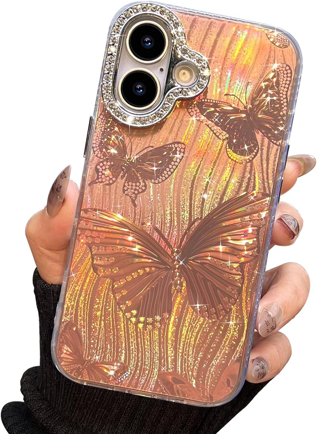 I-MGAE-IN-AR Compact Case for iPhone 16 Holographic Cloud Design,Cute Trendy Soft Slim TPU Shockproof Protective Phone Cases Cover for Women Girls Aesthetic Glitter WN420
