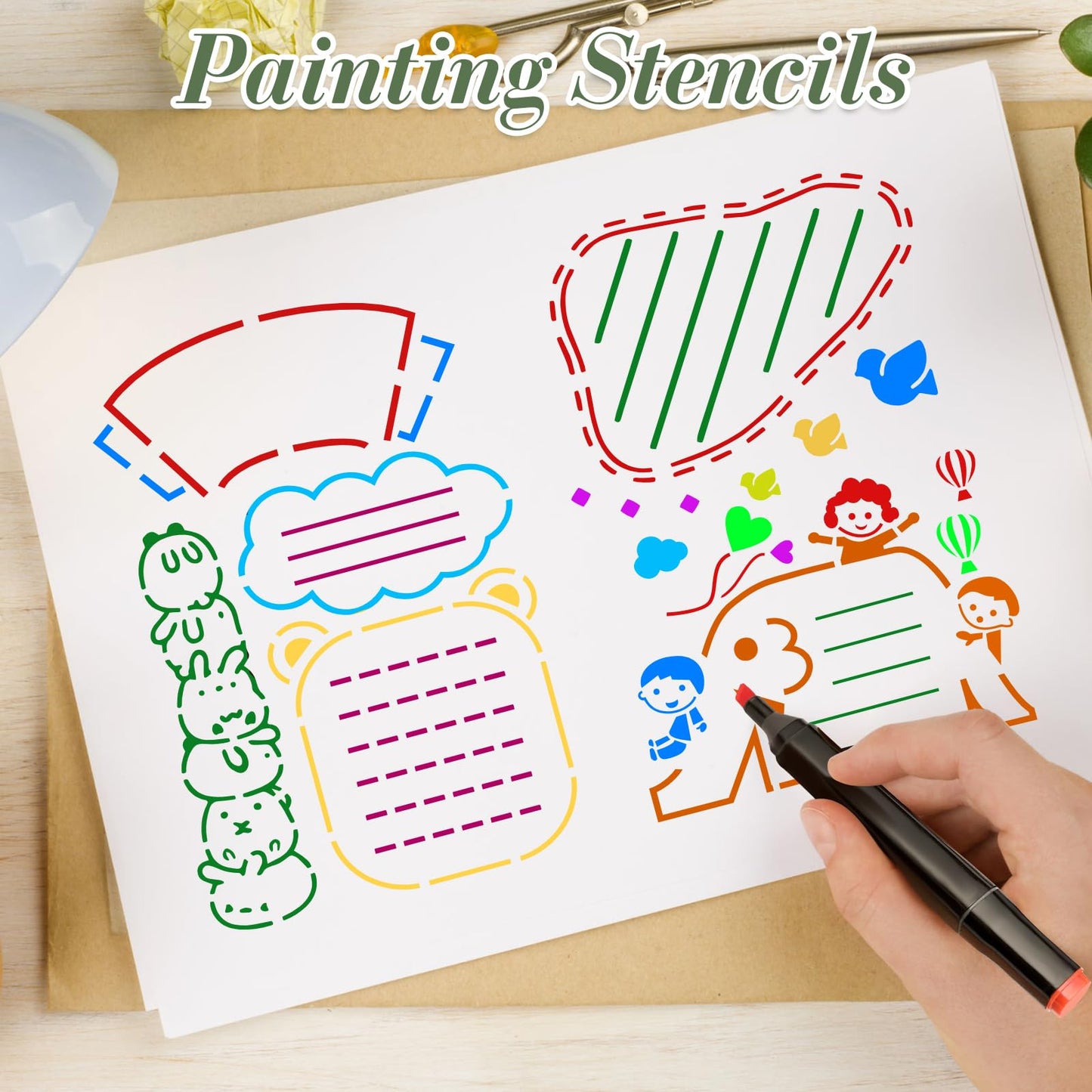 Letter Stencils for Crafts Reusable 42Pcs Number Stencils(5 Inch Font) | DIY Art Painting Stencil Furniture Decor Kit for Wood Embroidery Wall Silk Screen Journaling BST202