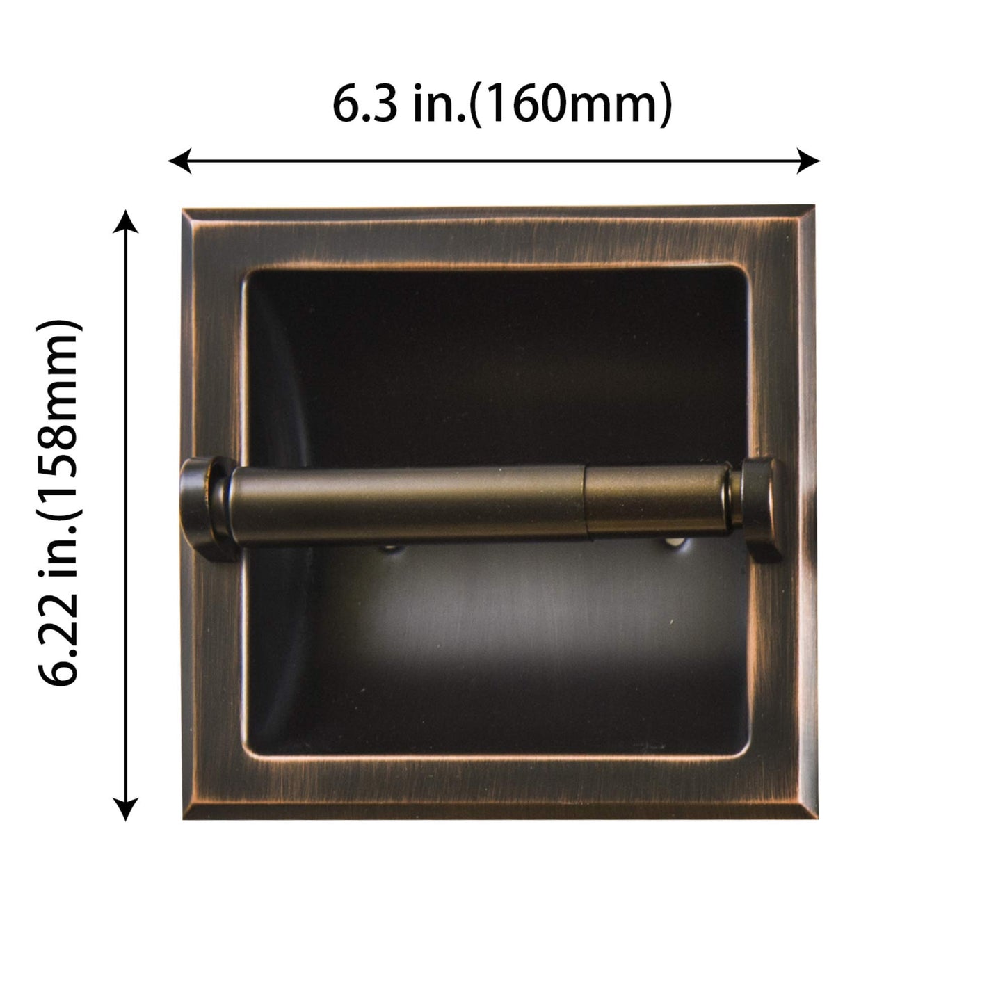SENTO Recessed Gold Toilet Paper Holder, Wall Mounted Heavy Duty Metal Toilet Paper Roll Holder with Rear Mounting Bracket, in Wall, Easy Installation, Satin Brass BST220