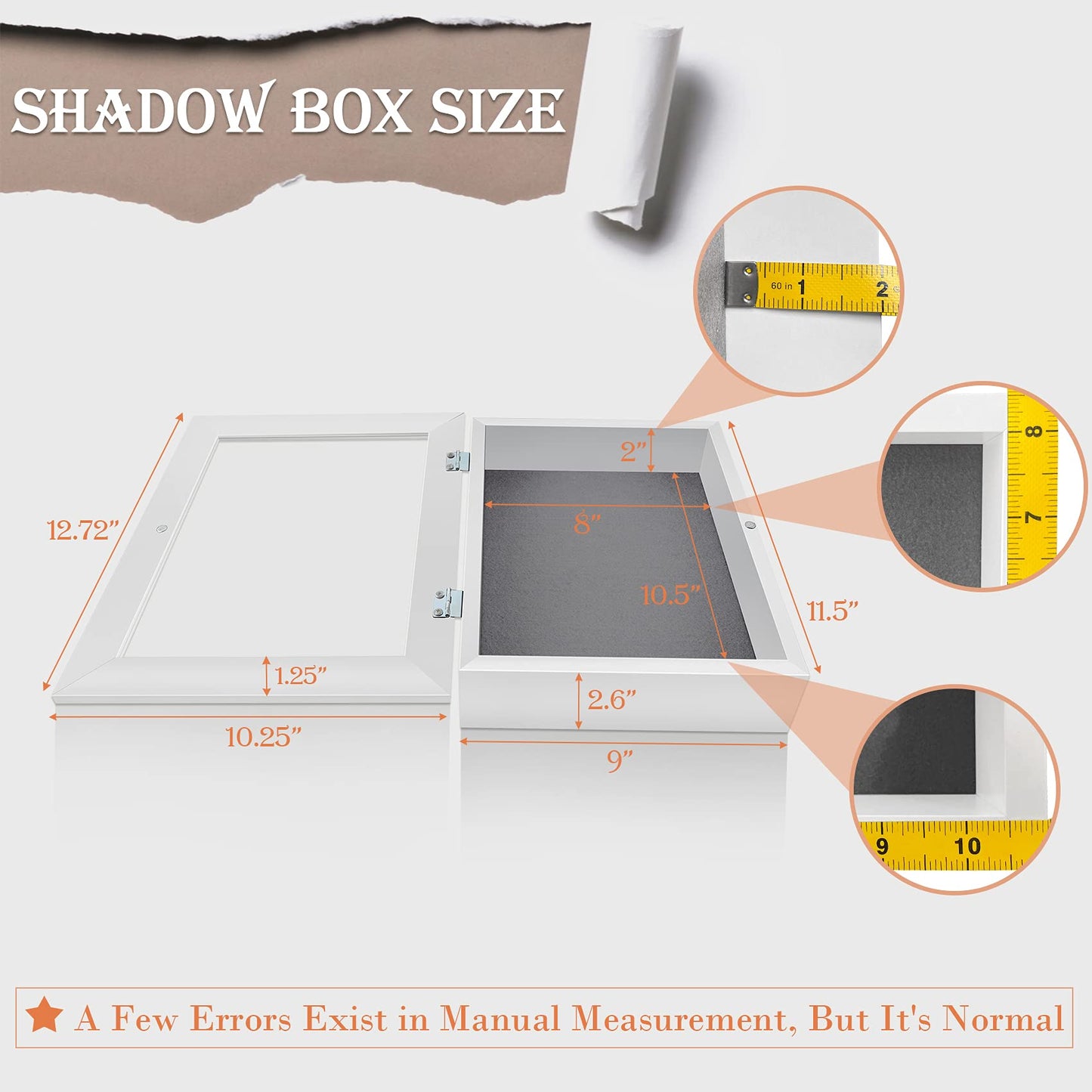 Golden State Art 11x14 Shadow Box Frame Display Case - 2 inch Depth Great for Collages, Collections, Mementos, 6 Pins Included (White, 1 Pack) BST326H