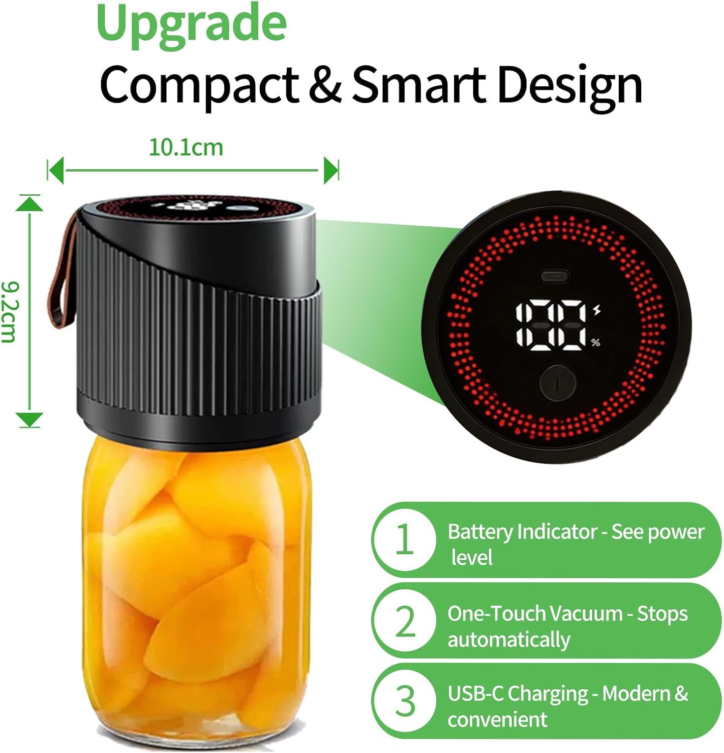 Electric Mason Jar Vacuum Sealer Kit for Wide and Regular Mouth Jars 7071