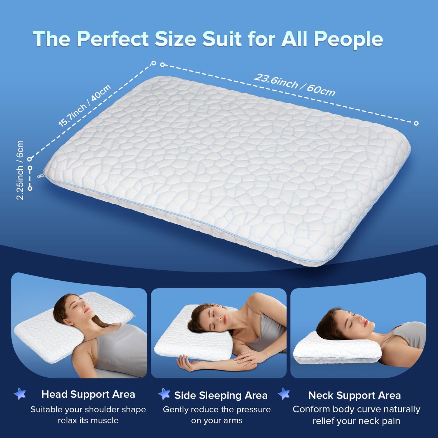 SUPA MODERN Stomach Sleeping Pillows for Back & Stomach Sleeper, Flat Soft Pillows for Sleeping Thin Memory Foam Pillow,Cooling Ultra Low Profile Memory Foam Pillow 1.75-Inches