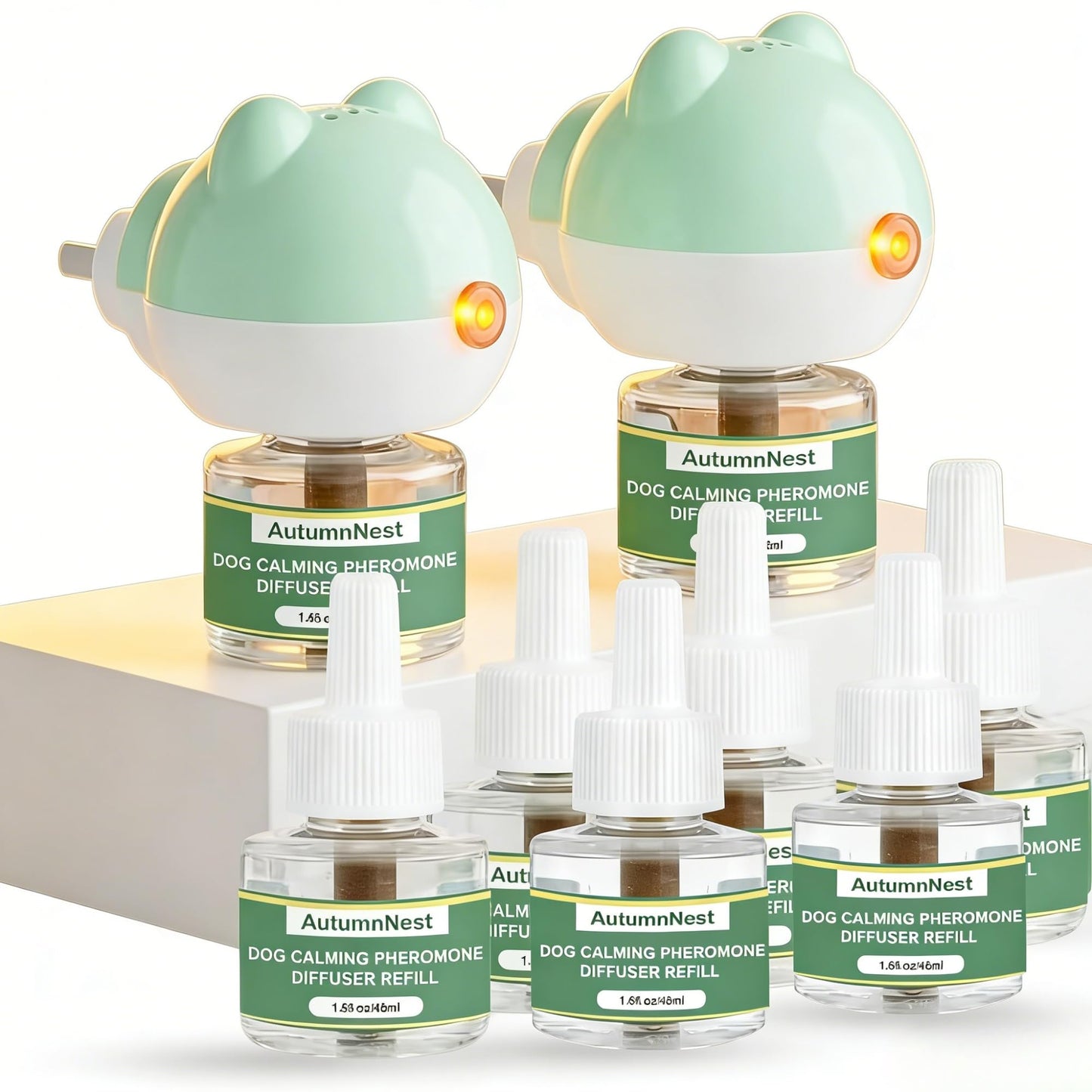 8-in-1 Dog Calming Pheromone Diffuser Kit – Pet Stress Support (2 Plug-Ins & 6x48ml Refills), Calming Diffuser for Dog During Thunderstorms, Travel, Separation, Fireworks & Vet Visits, 180-Day Supply WN420