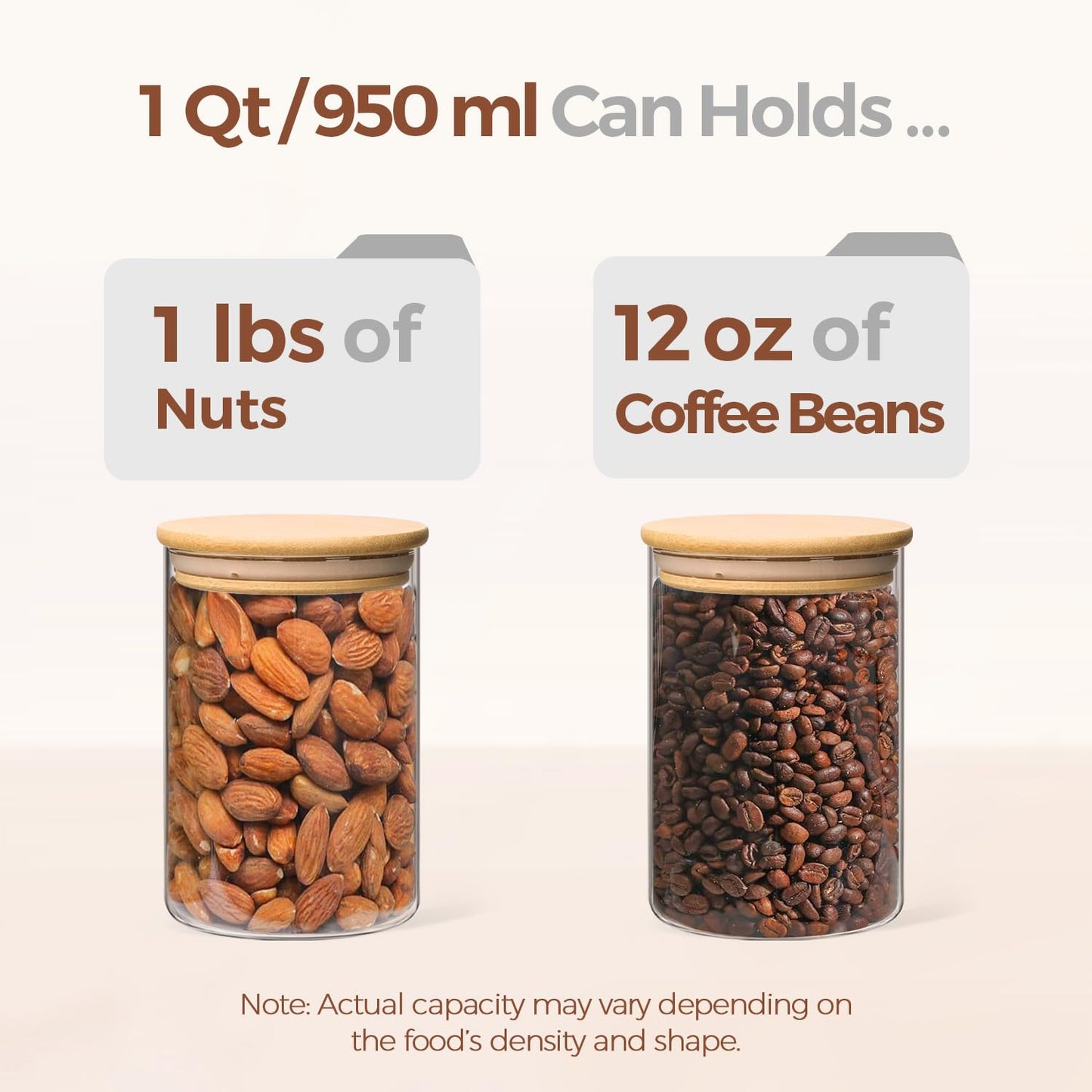 ComSaf Glass Storage Containers With Lids 0.5 Qt, 6 Pack Small Glass Jars | Small Glass Containers, Spice Jar 15oz, Candy, Family Snack Storage, Coffee Bar Organization, Size For Subpackage, BPA Free BST220
