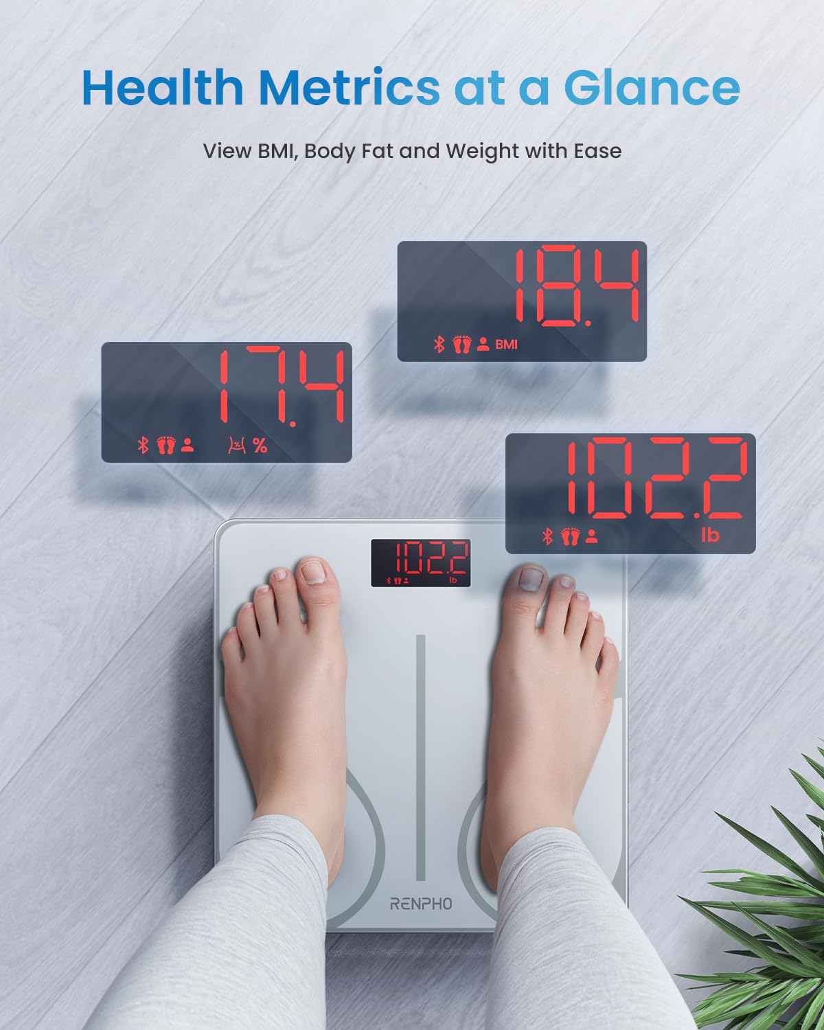 RENPHO Smart Scale for Body Weight, FSA&HSA Eligible, Bathroom Digital Scale with BMI, Body Fat, Bluetooth Fitness Equipment Sync with Apps, Accurate for Weight Loss, Home Use, 400 lbs - Elis 1