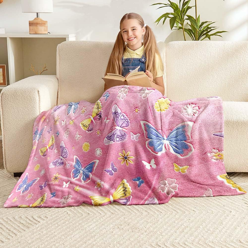 Wajade Unicorn Gifts for Girls - Glow in The Dark Unicorn Blanket Birthday Christmas Decor for Kids Age 3 4 5 6 7 8 9 10 11 12 Years Old Teens Child Toddler Throw Violet 60"x80" BST202