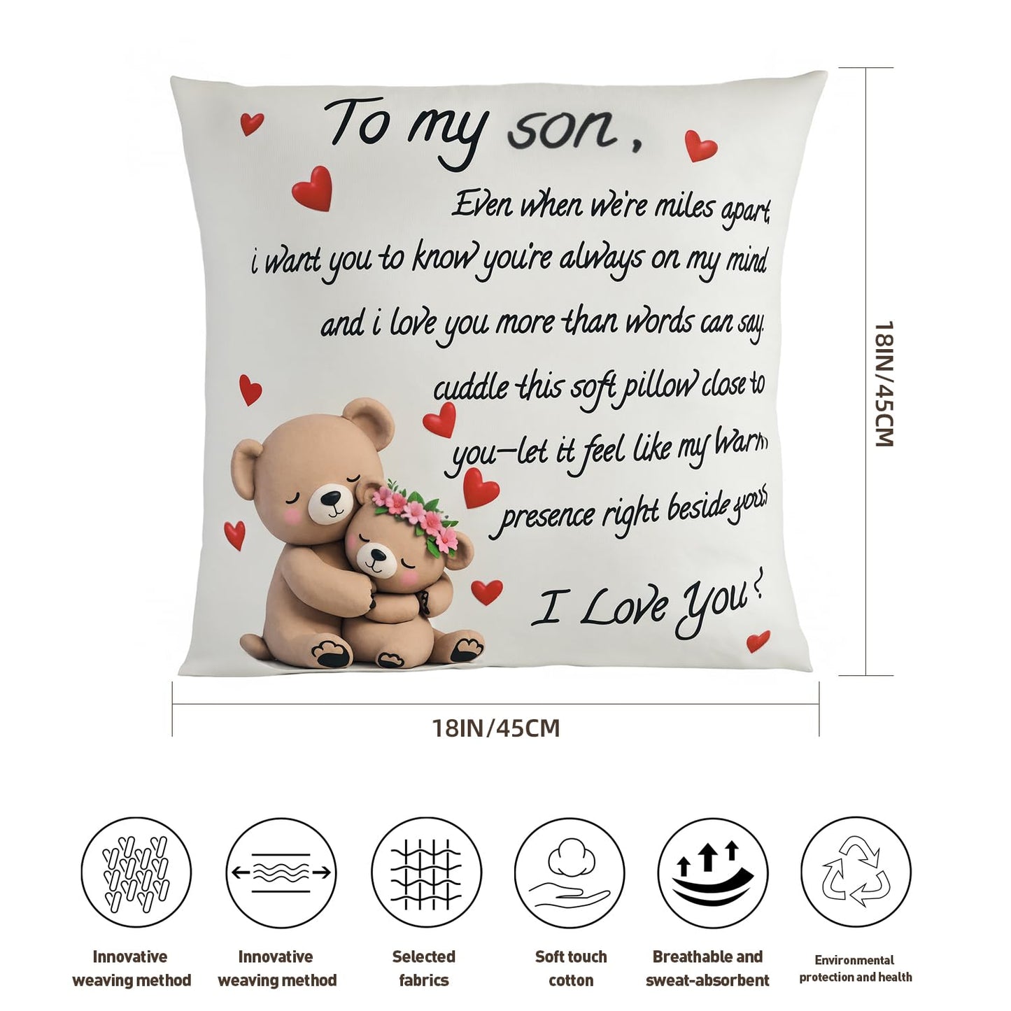 to My Grandmam Throw Pillow Cover - 18x18in Cushion Case, Machine Washable & Easy Care, Ideal for Sofa TV-Watching & Bedside Reading, Adds Warmth to Her Daily Life, Fits Bedroom/Living Room Decor WN420