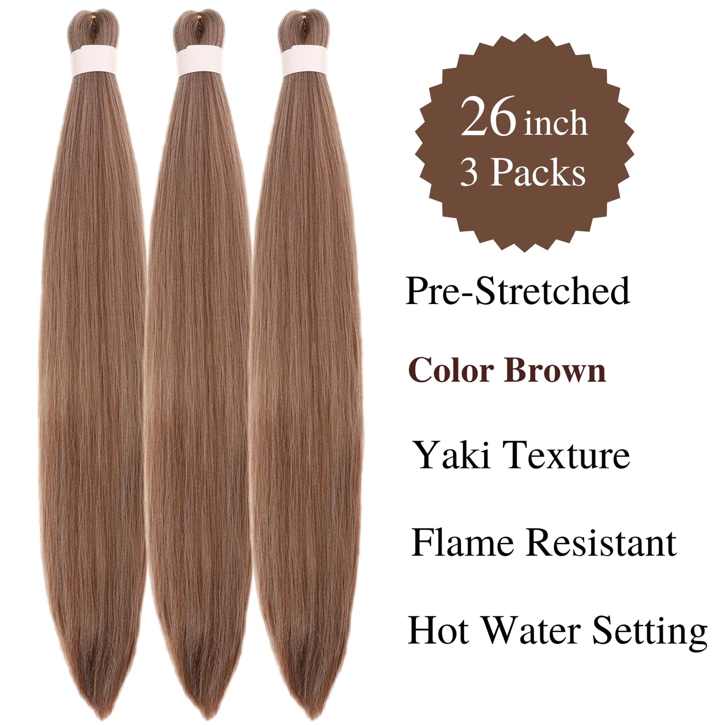 Purple Braiding Hair Pre stretched Knotless 26 inch | Hypoallergenic Synthetic Purple Prestretched Ez Braid Knotless Itch Free Soft Yaki Texture Hot Water Setting WN420
