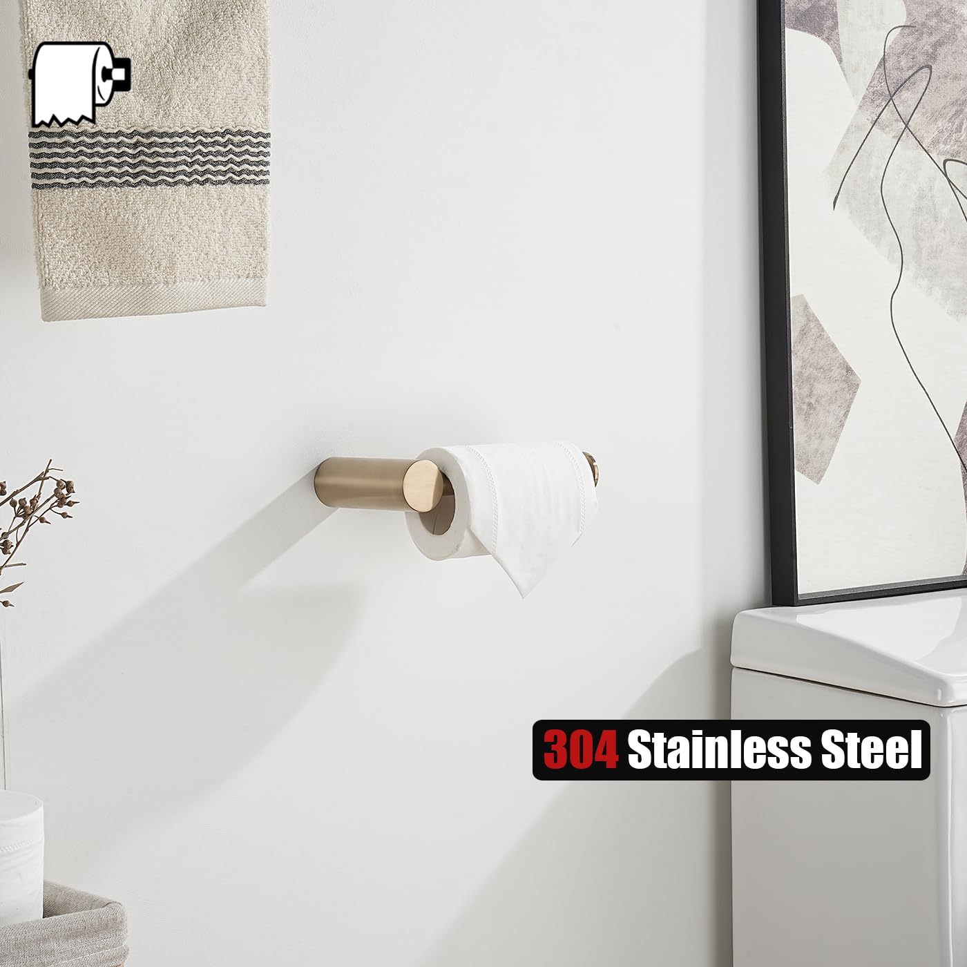 JQK Chrome Toilet Paper Holder, 5 Inch 304 Stainless Steel Thick 8mm Tissue Paper Dispenser for Bathroom, Hold Mega Rolls, Polished Chrome Wall Mount, TPH600-CH BST220