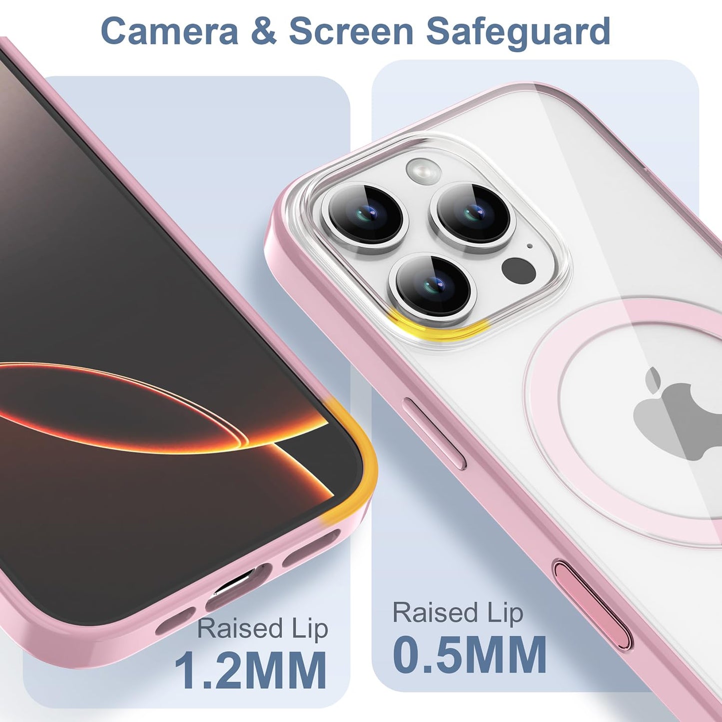 PULOKA for iPhone Case Compatible with Magsafe, Color Bumper & Clear TPU Back Hybrid Shockproof Cover (White, iPhone 16 Pro Max) WN420