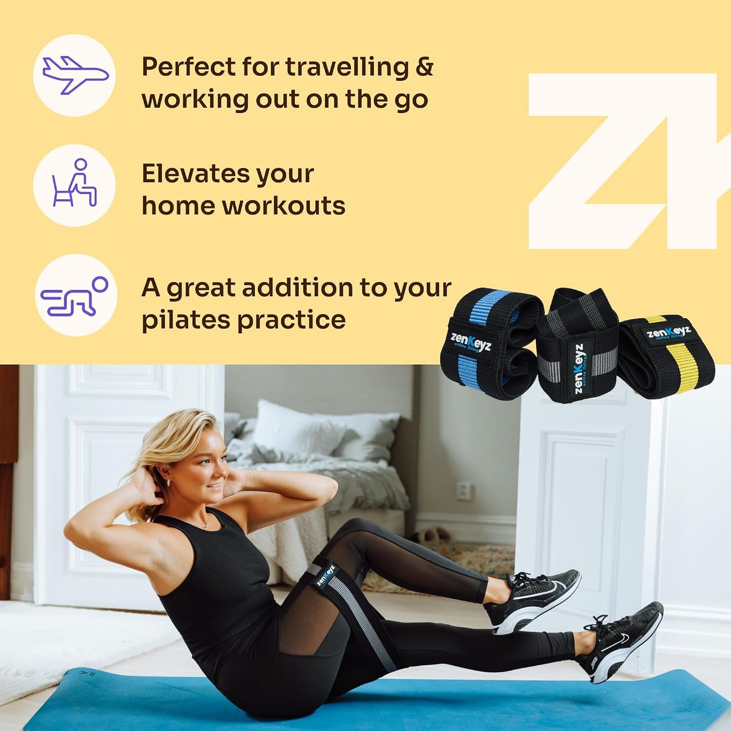 Resistance Fabric Booty Bands- 3 Working Out Hip Stretch Bands for Legs, Butt, Glutes- Exercise Loop Band for Workout, Stretching, Warm-Up, Strength Training, Squats, Build Glute & Muscle, Women & Men WN420
