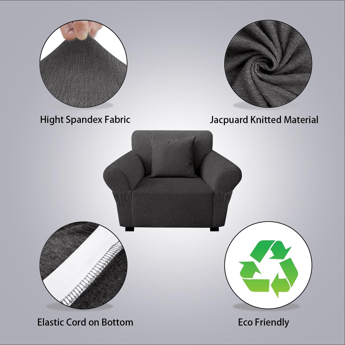 Sofa Slipcover with 2 Pillow Cover for 3 Cushion Couch, Non Slip Furniture Protector with Elastic Bottom, Washable Sofa Cover for Kids, Pets (Sofa, Navy) BST326H
